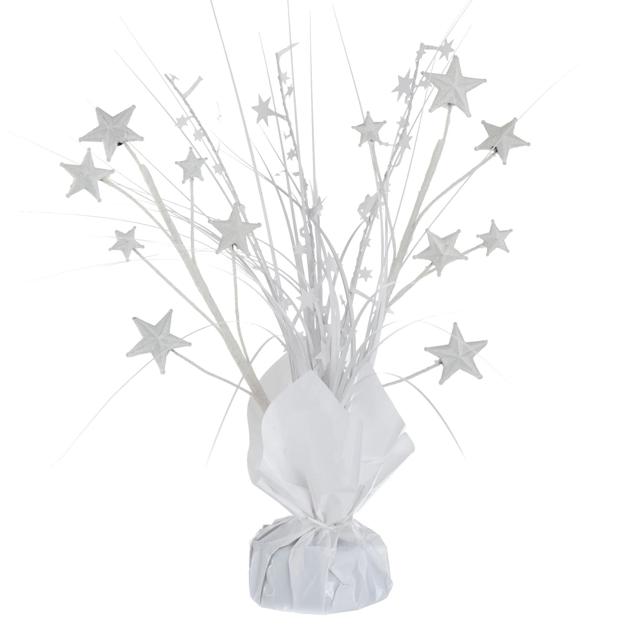 Spray Centerpiece with Stars, White, 12 Inches, 1 Count