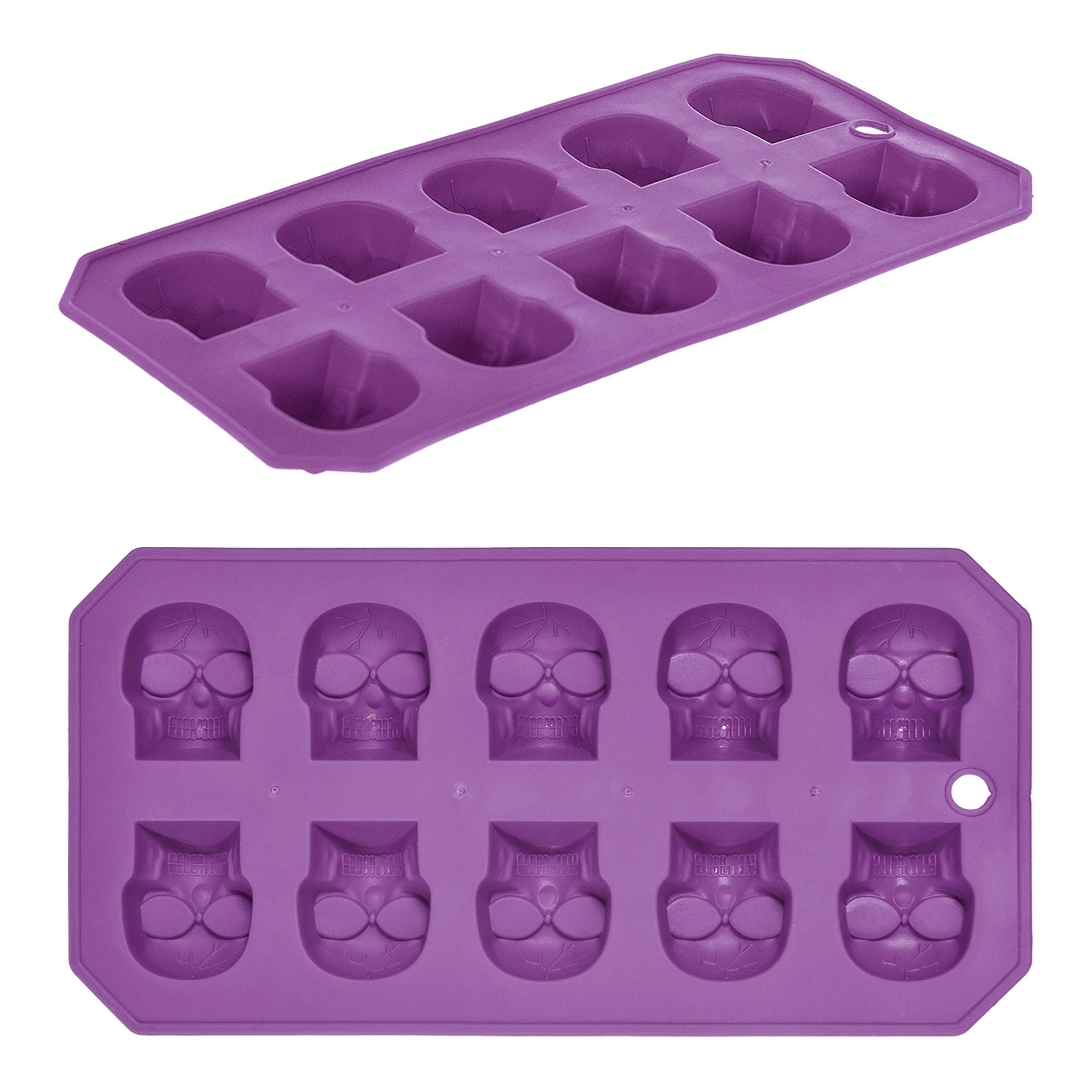 Halloween Purple Plastic Skull Ice Tray, 3.4 Oz, 1 Count