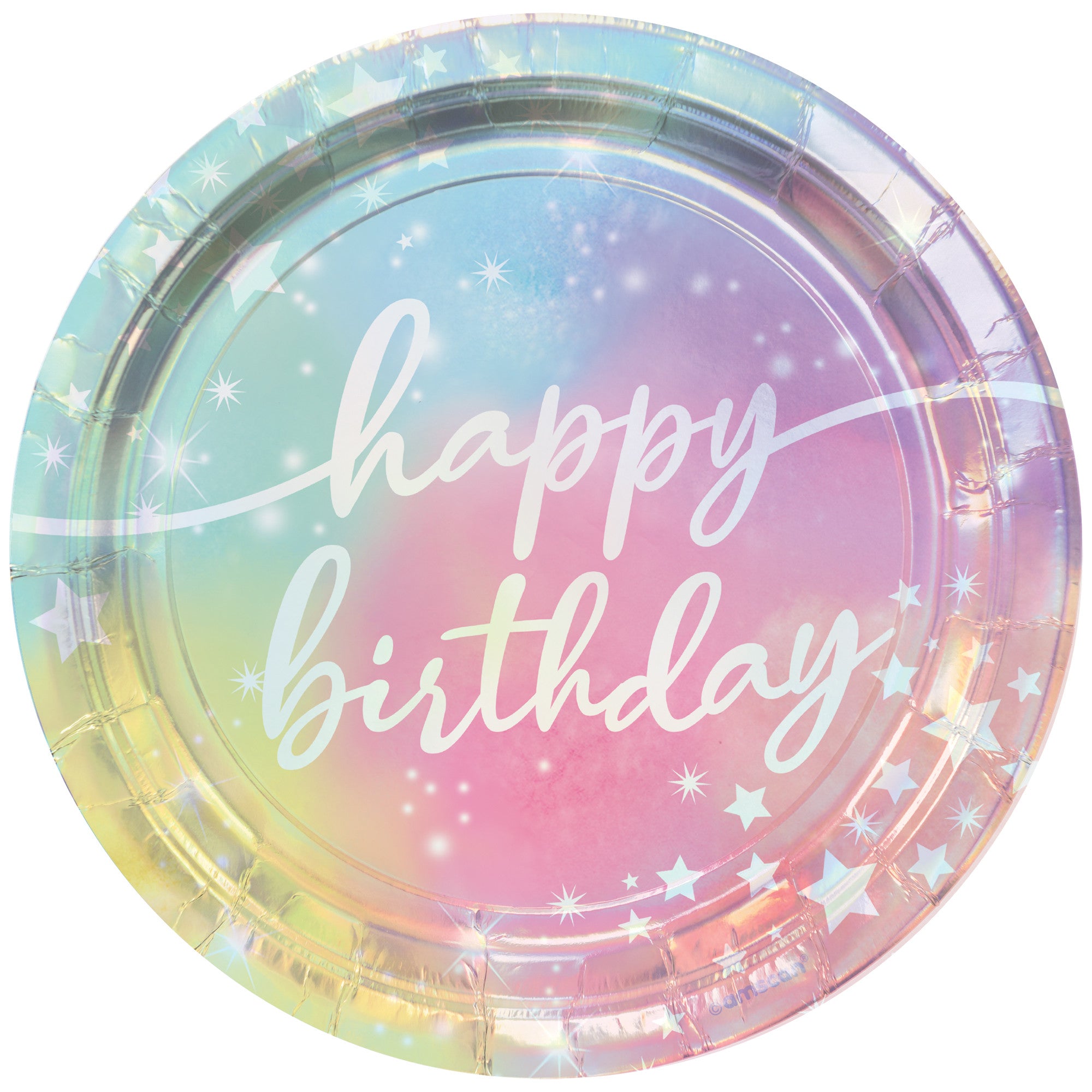 Luminous Birthday Small Round Dessert Paper Plates, 7 Inches, 8 Count