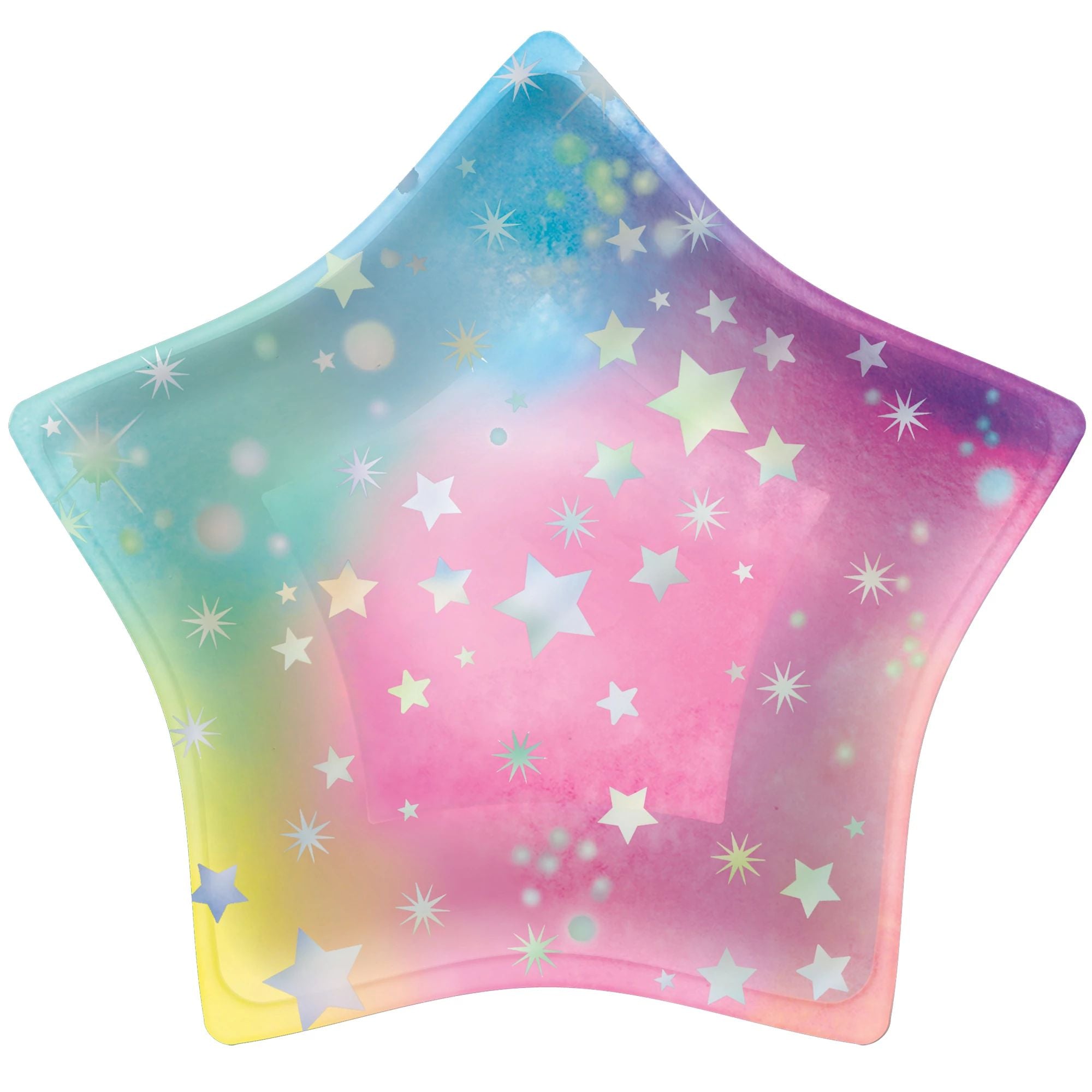 Luminous Birthday Small Star-Shaped Dessert Paper Plates, 7 Inches, 8 Count