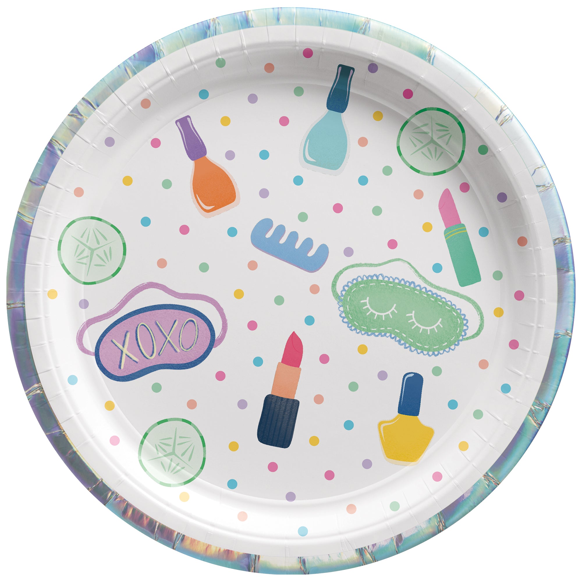 Spa Party Small Round Dessert Paper Plates, 7 Inches, 8 Count