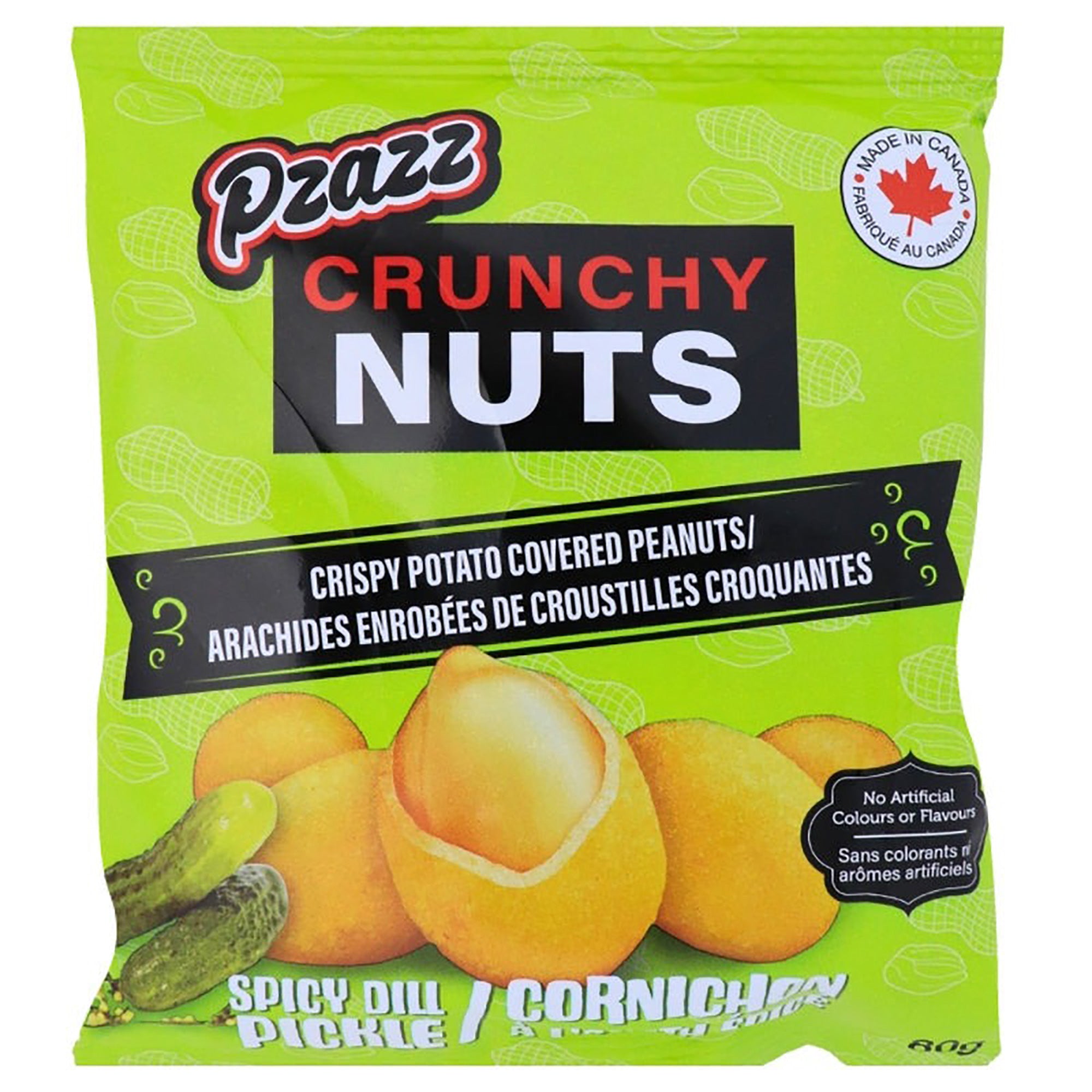 Pzazz Crunchy Nuts, Spicy Dill Pickle, 80 g, 1 Count