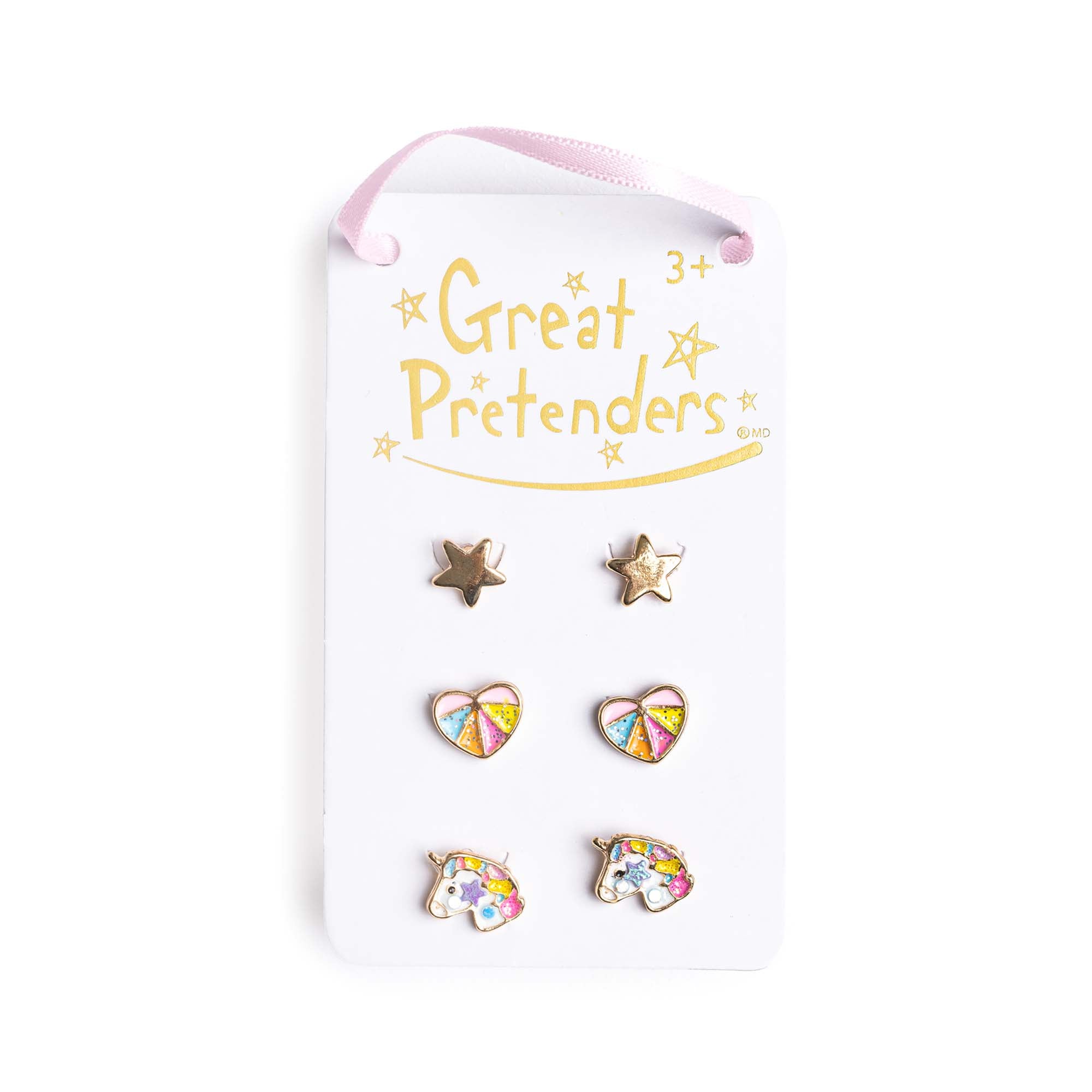 Boutique Cheerful Unicorn Studded Earrings for kids , 6 Count