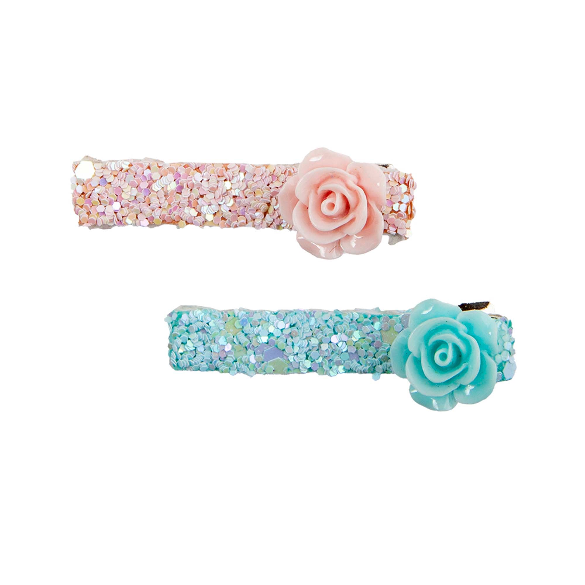 Boutique Glitter Rosette Hairclips for kids, 2 count