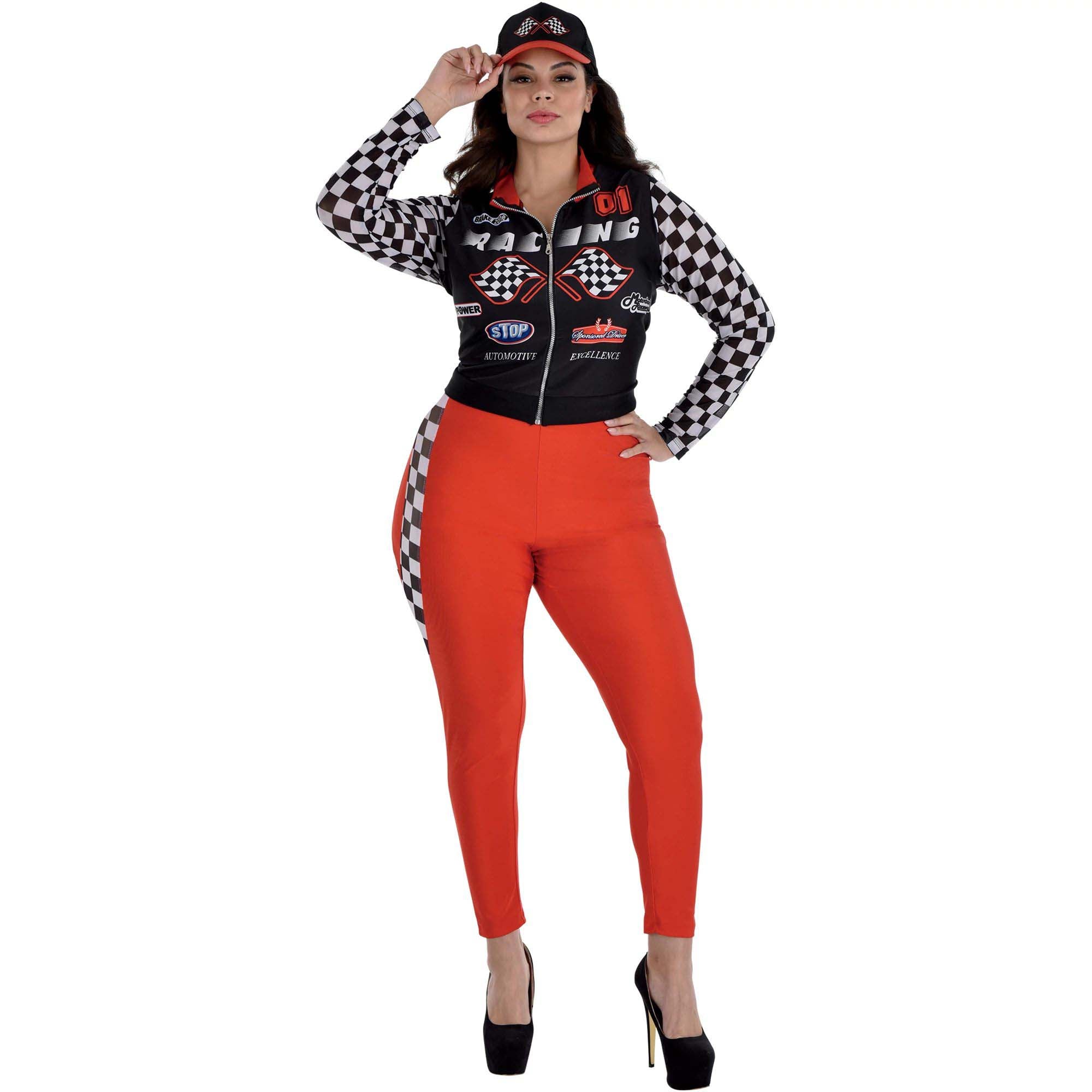 Racecar Driver Costume for Plus Size Adults, Jacket and Leggings