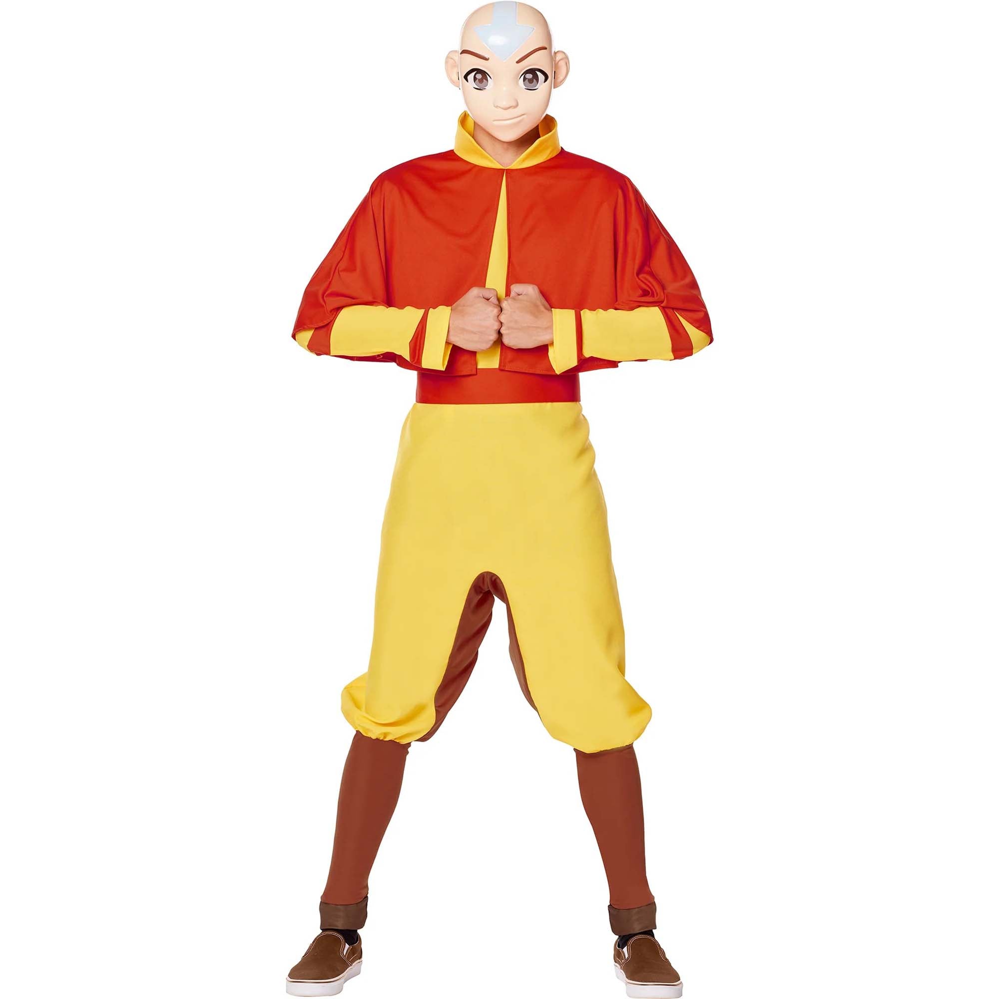 Avatar Aang Costume for Adults, Red and Yellow Jumpsuit