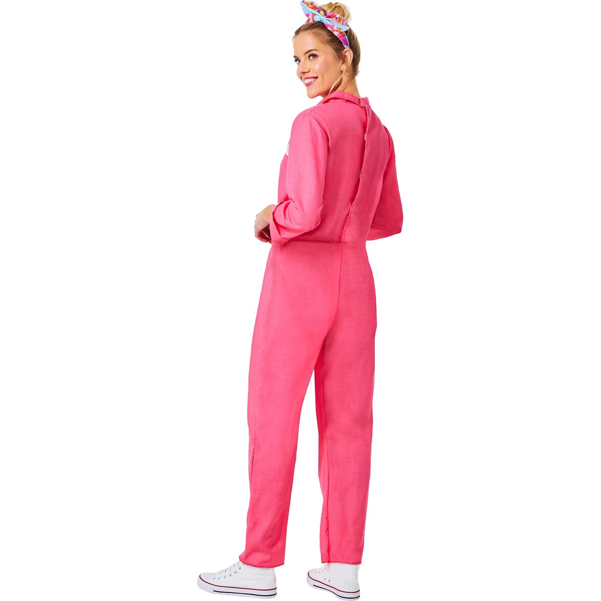 Barbie Pink Utility Jumpsuit Costume for Adults, Pink Jumpsuit and Headband