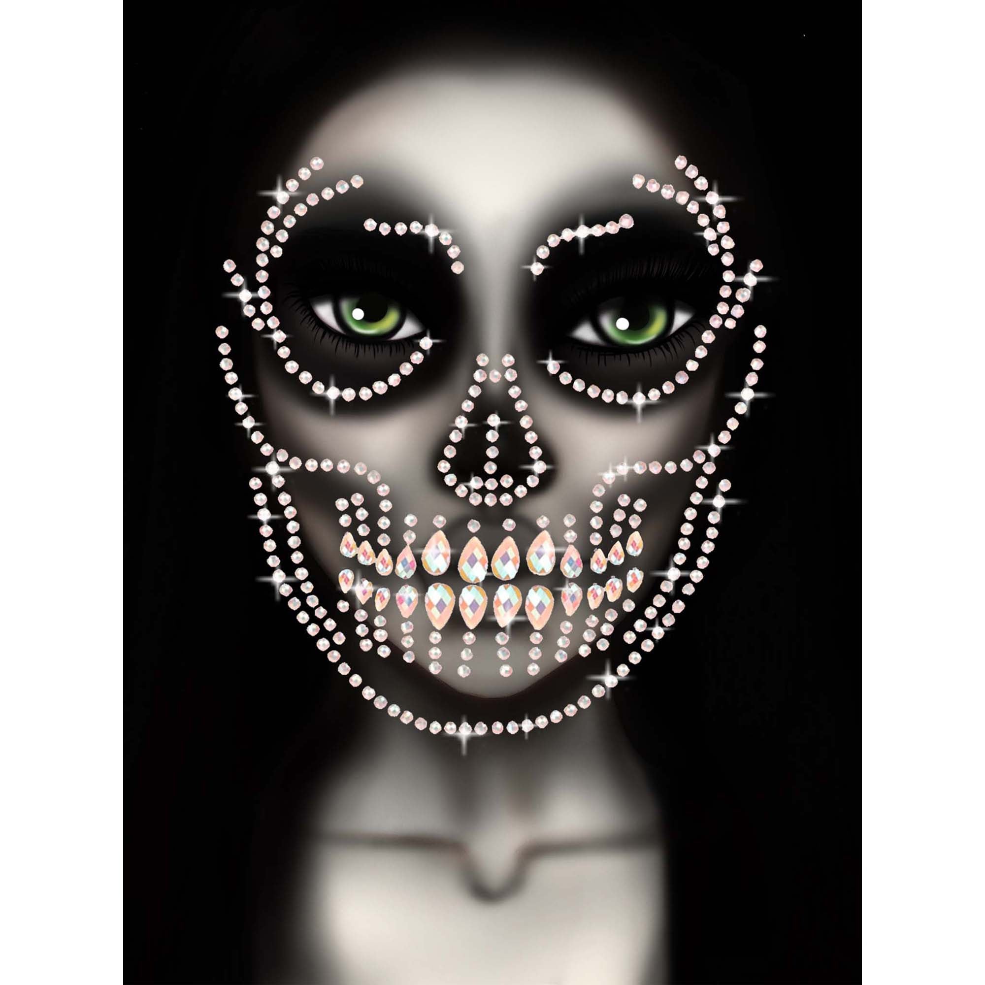 Glow-in-the-Dark Skull Adhesive Face Jewels, 1 Count
