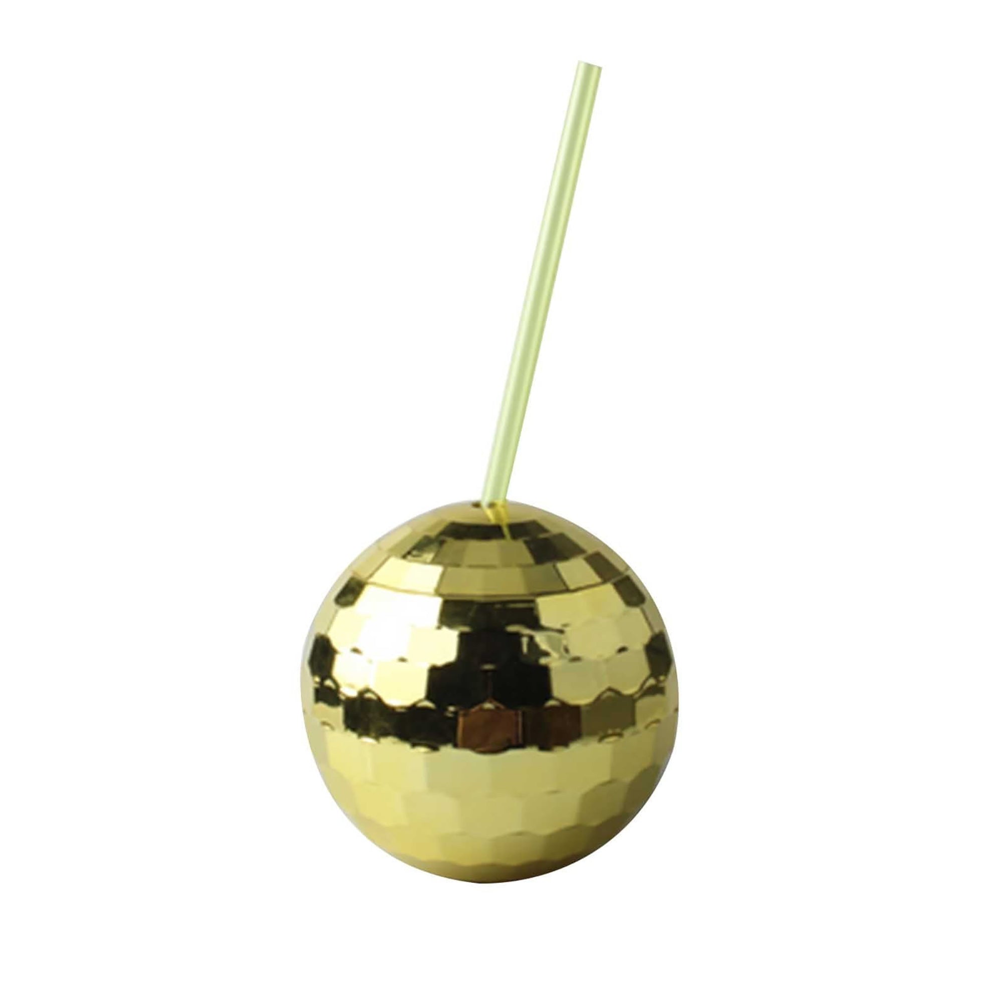 Disco Ball Gold Drink Tumbler with Straw, 1 count