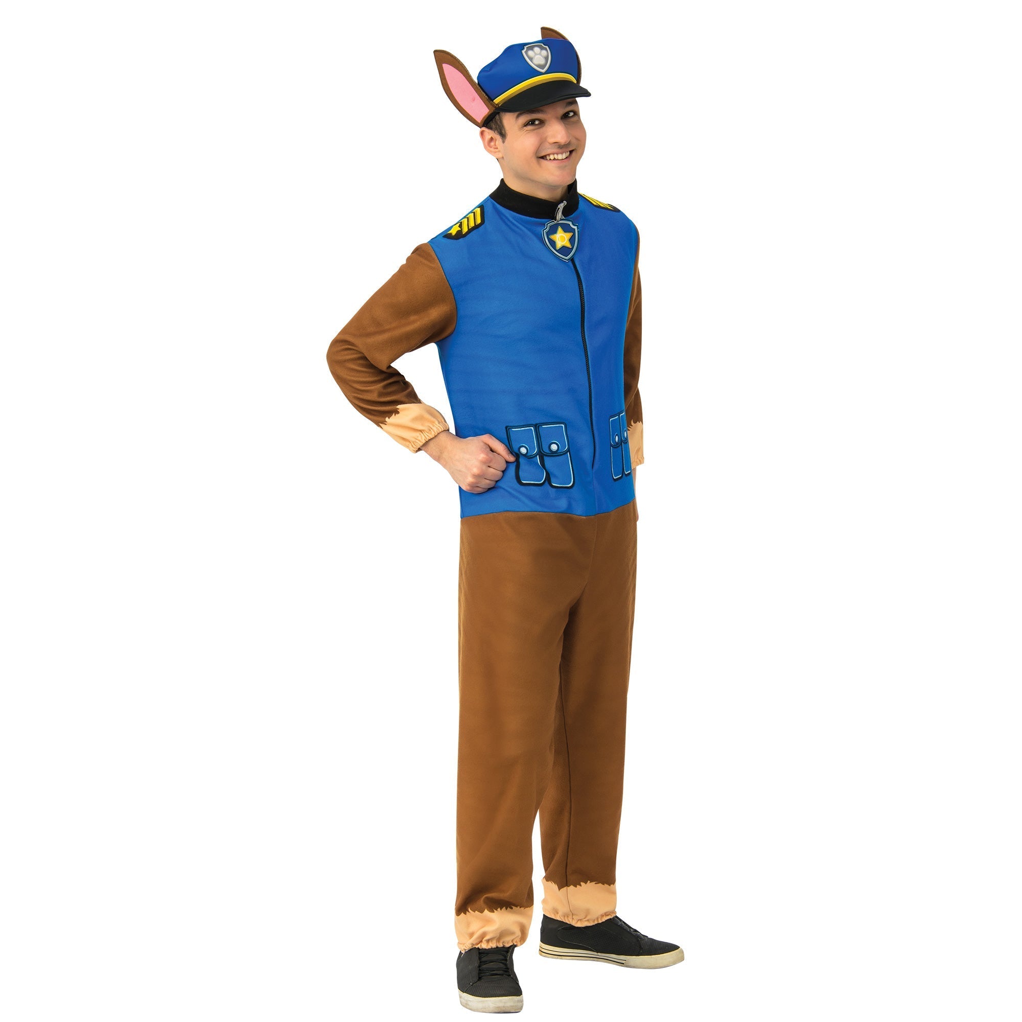 Chase Costume for Adults, Jumpsuit and Hat, Paw Patrol