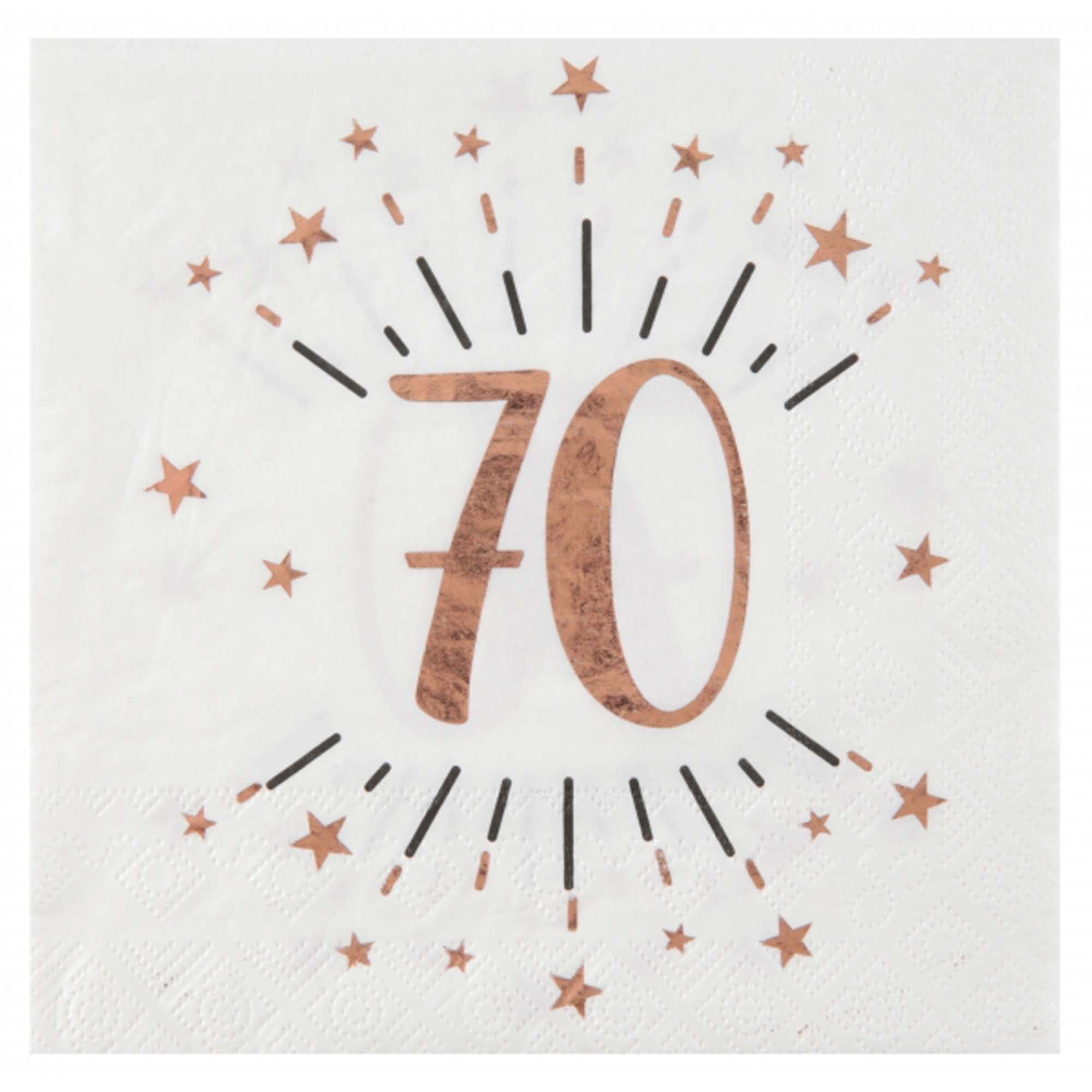 Rose Gold 70th Birthday Large Lunch Napkins, 10 Count