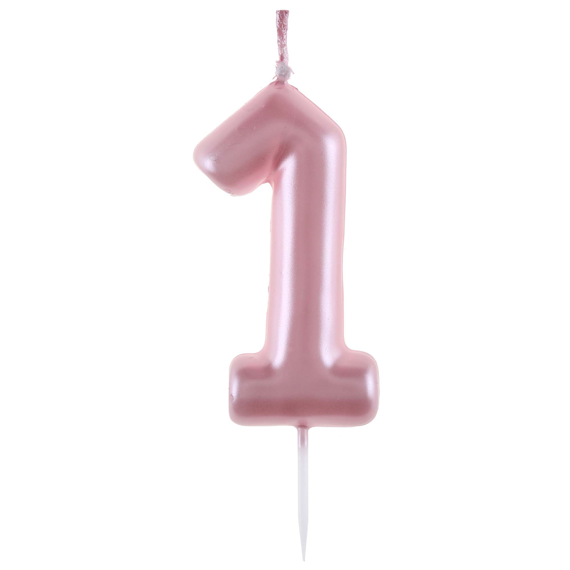 Light Pink Number 1 Birthday Candle, 1 Count