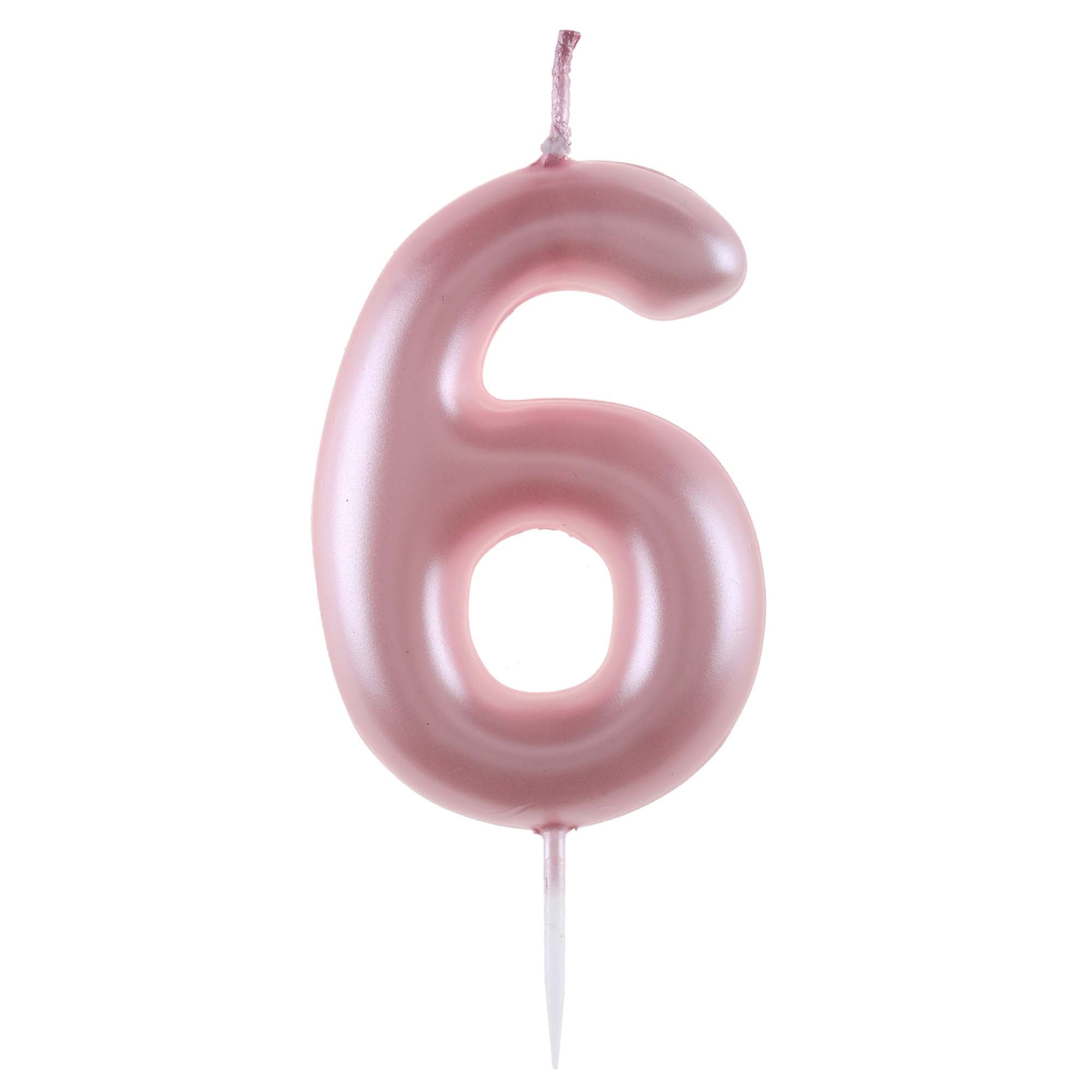 Light Pink Number 6 Birthday Candle, 1 Count