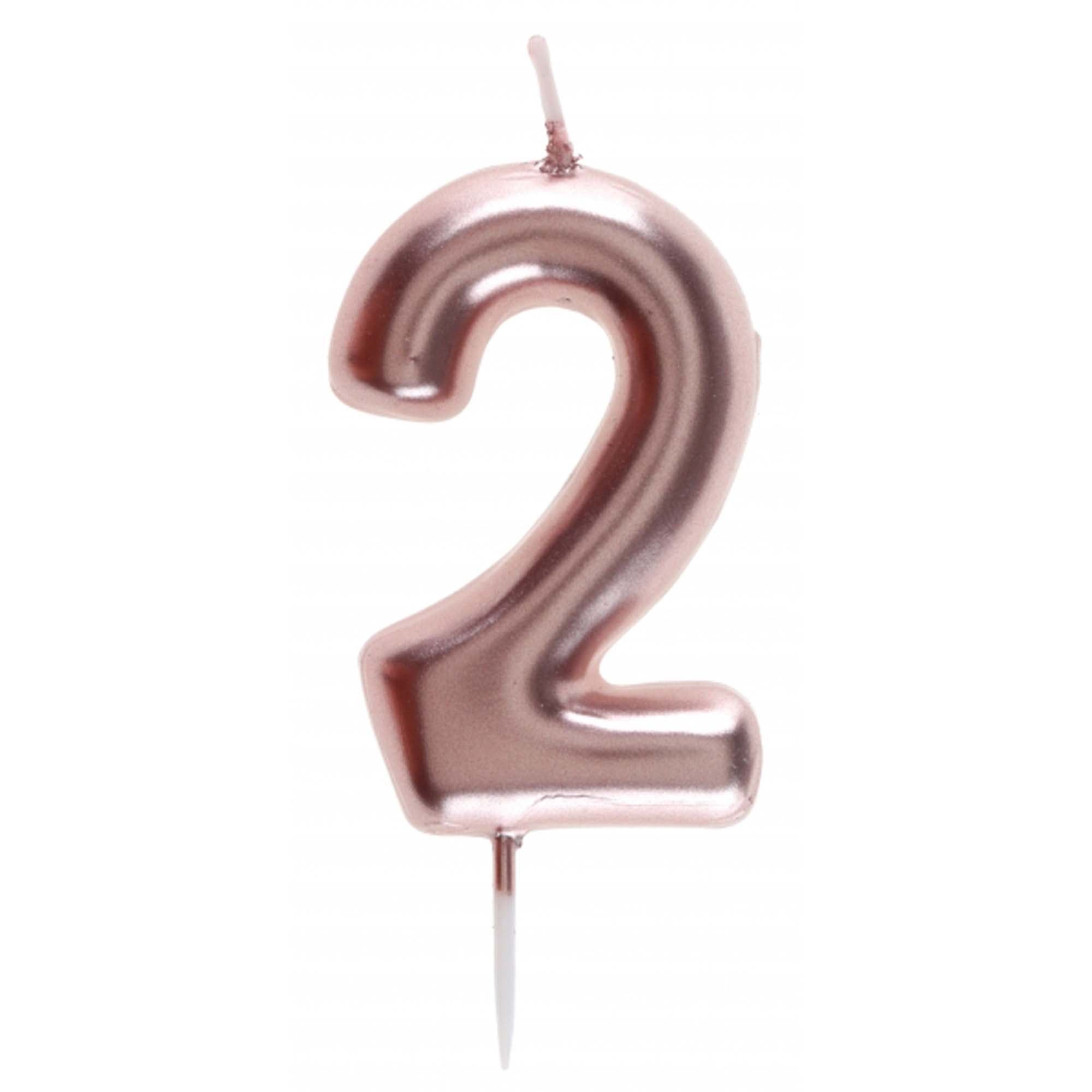 Rose Gold Number 2 Birthday Candle, 1 Count