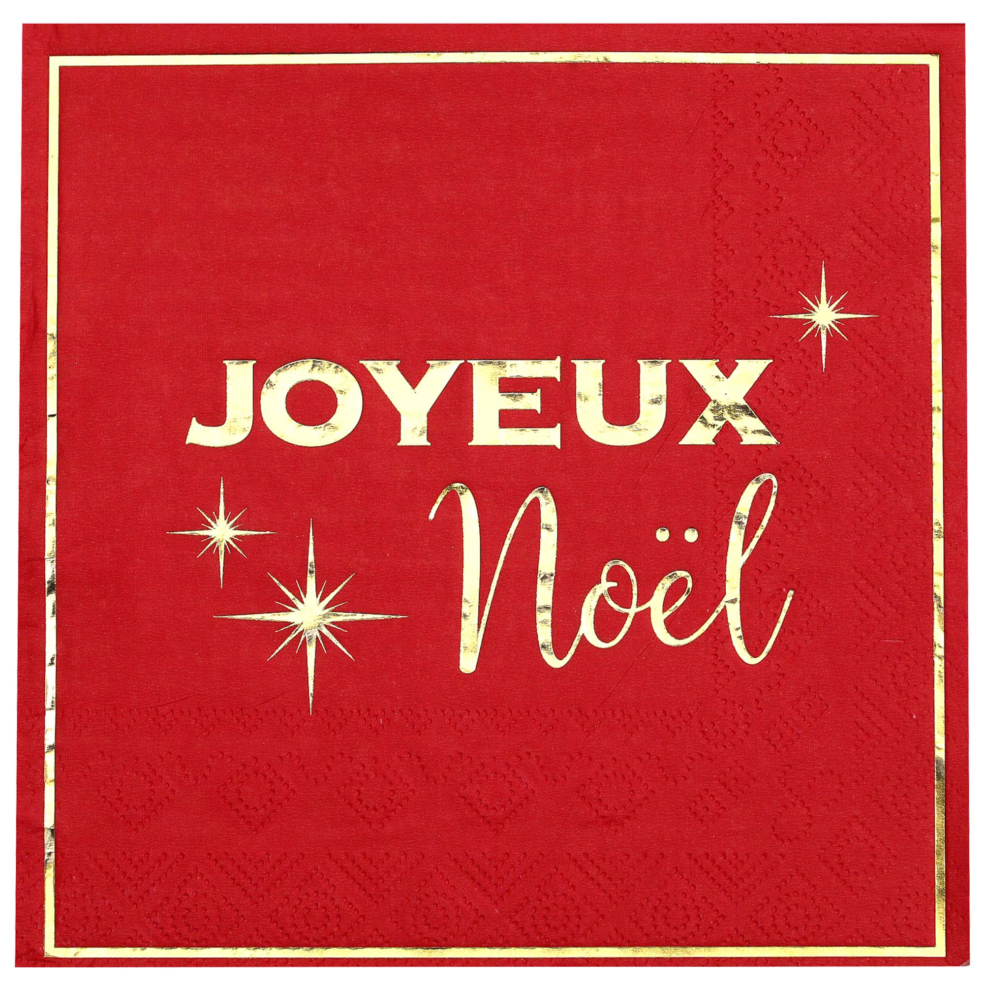 No?l Chic Large Lunch Napkins, Red and Gold, 10 Count