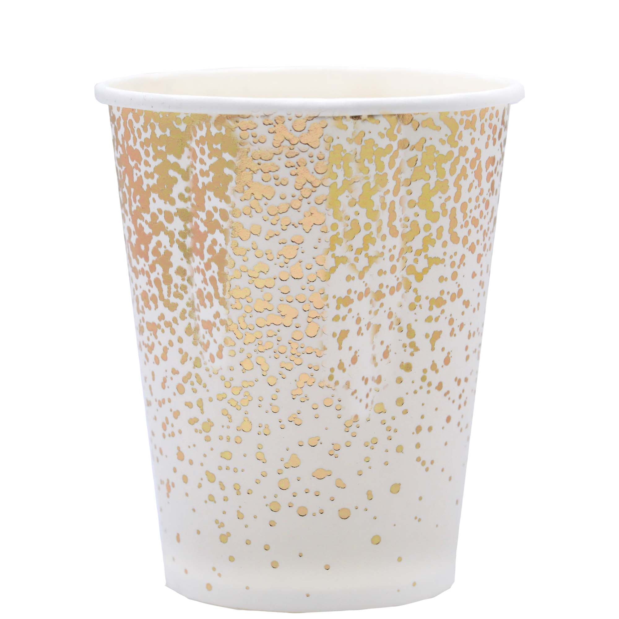 No?l Scintillant Paper Cups, White and Gold, 9 Oz, 10 Count
