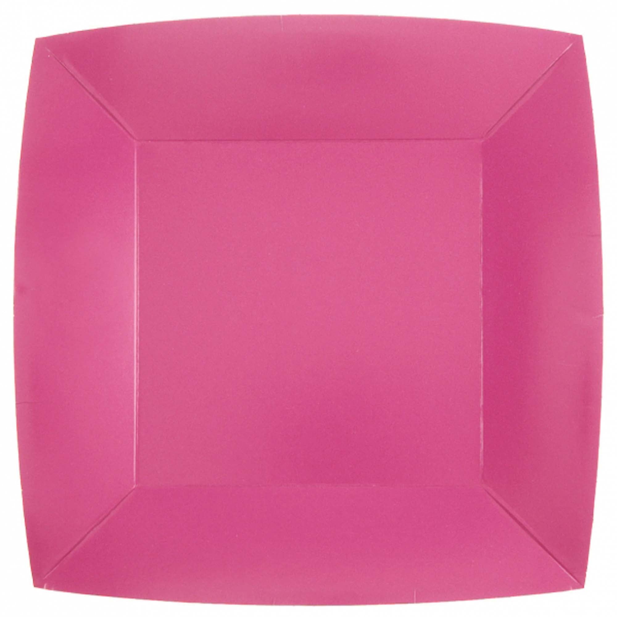 Candy Pink Large Square Compostable Lunch Party Paper Plates, 9 Inches, 10 Count