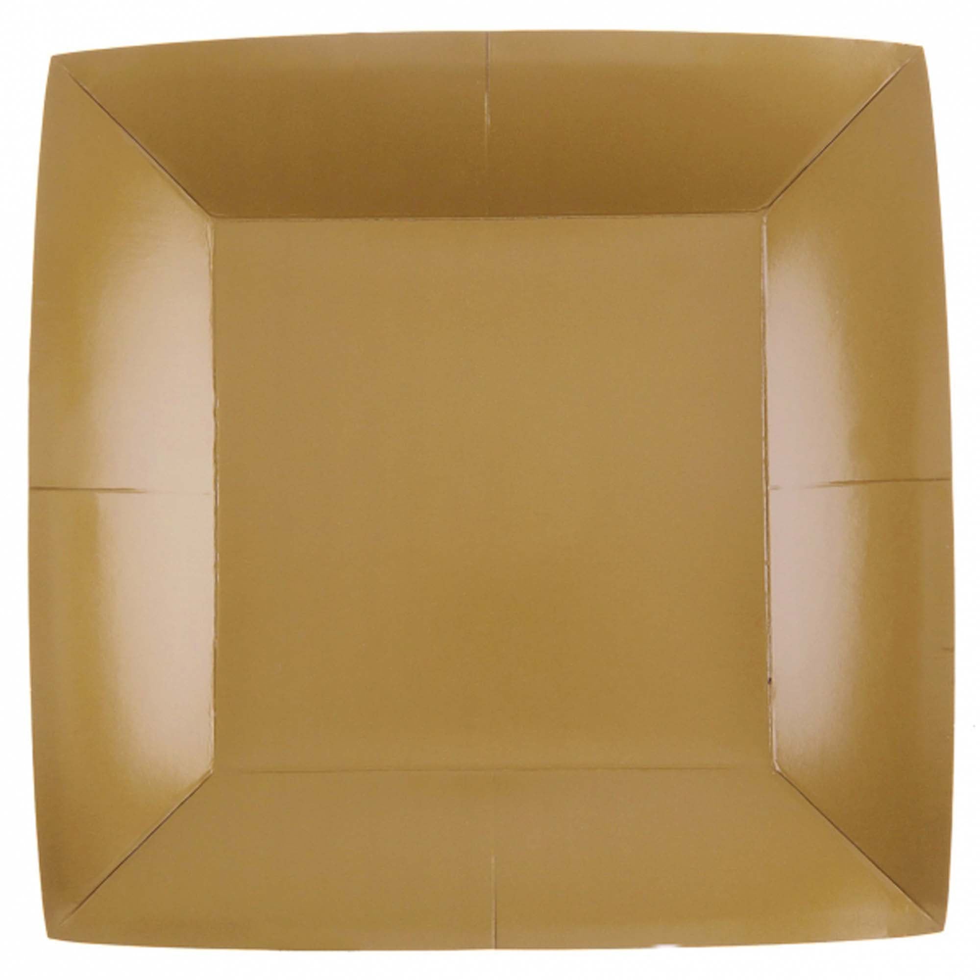 Gold Large Square Compostable Lunch Party Paper Plates, 9 Inches, 10 Count
