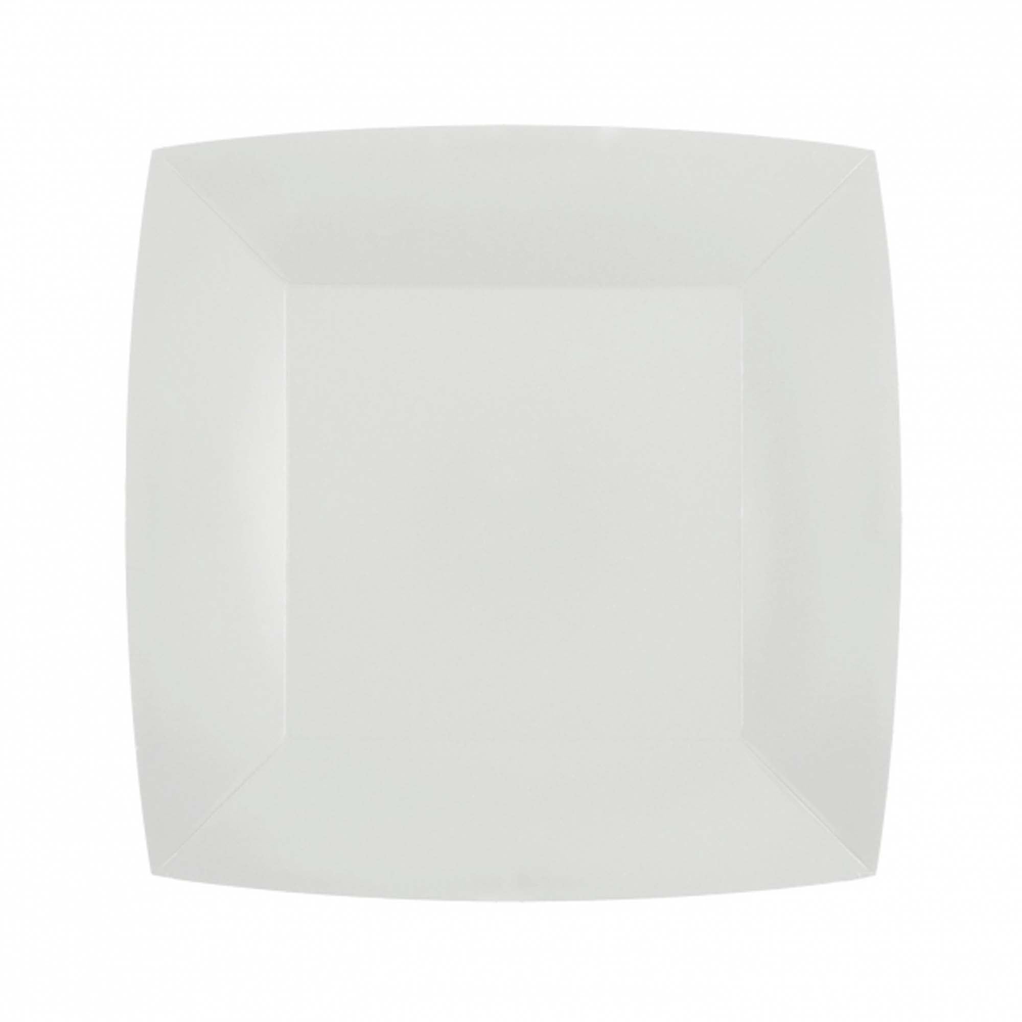 White Small Square Compostable Dessert Party Paper Plates, 7 Inches, 10 Count
