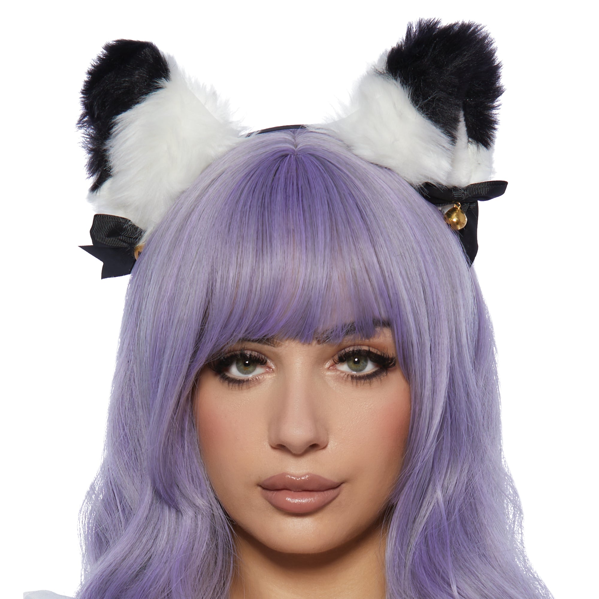 Black and White Ears Headband with Bow for Adults