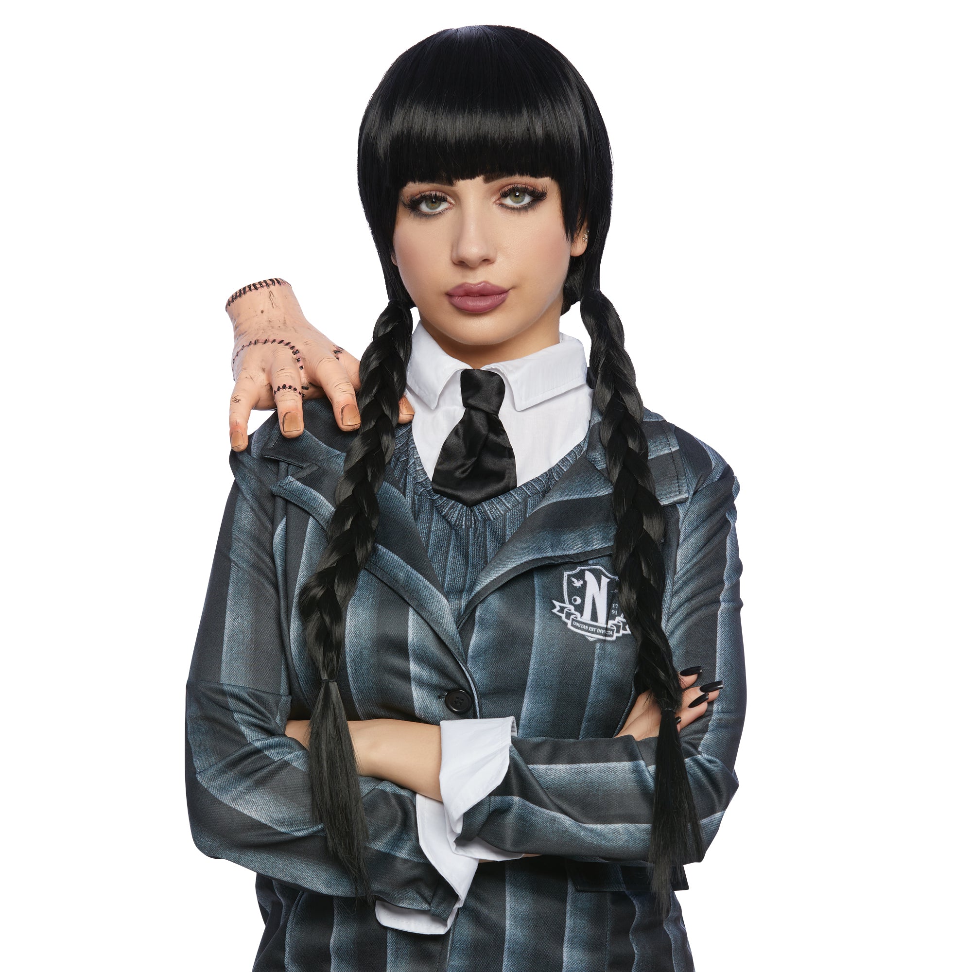 Jenna Black Long Braided Wig for Adults