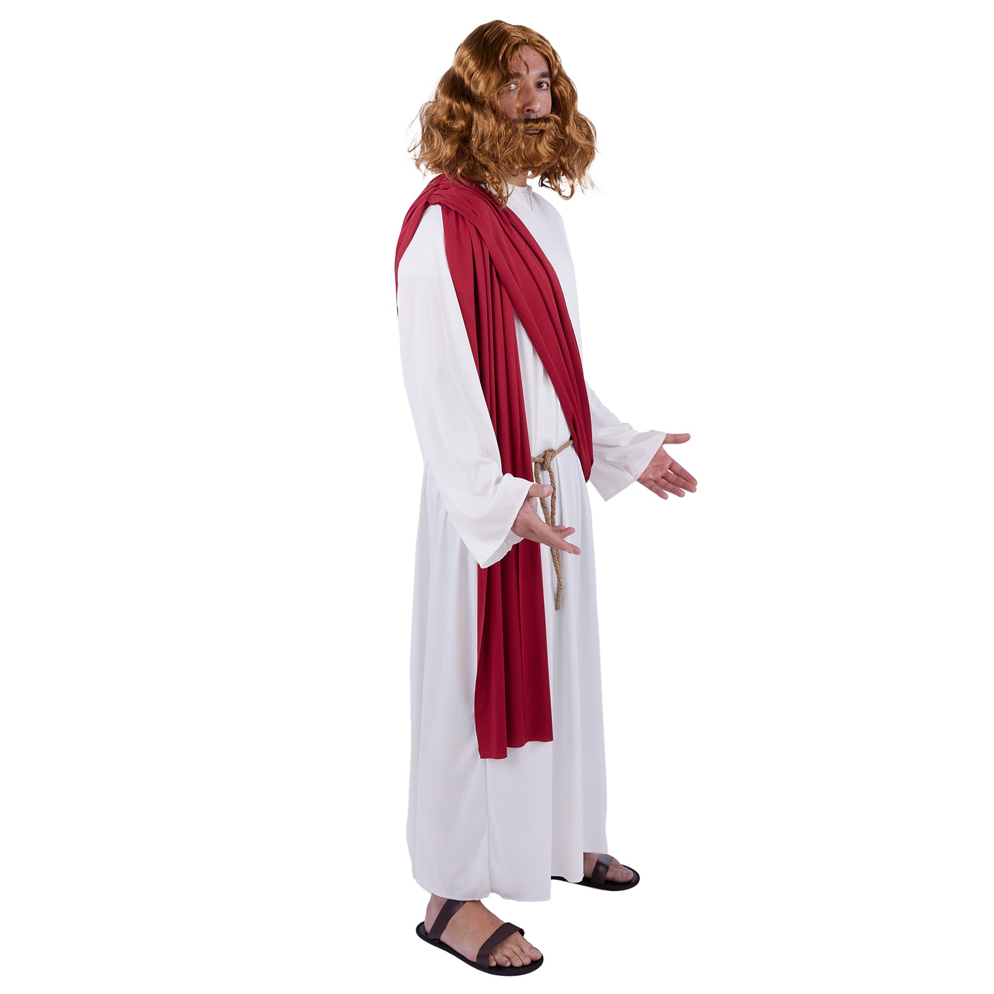 Jesus Costume for Adults, White Robe with Red Sash