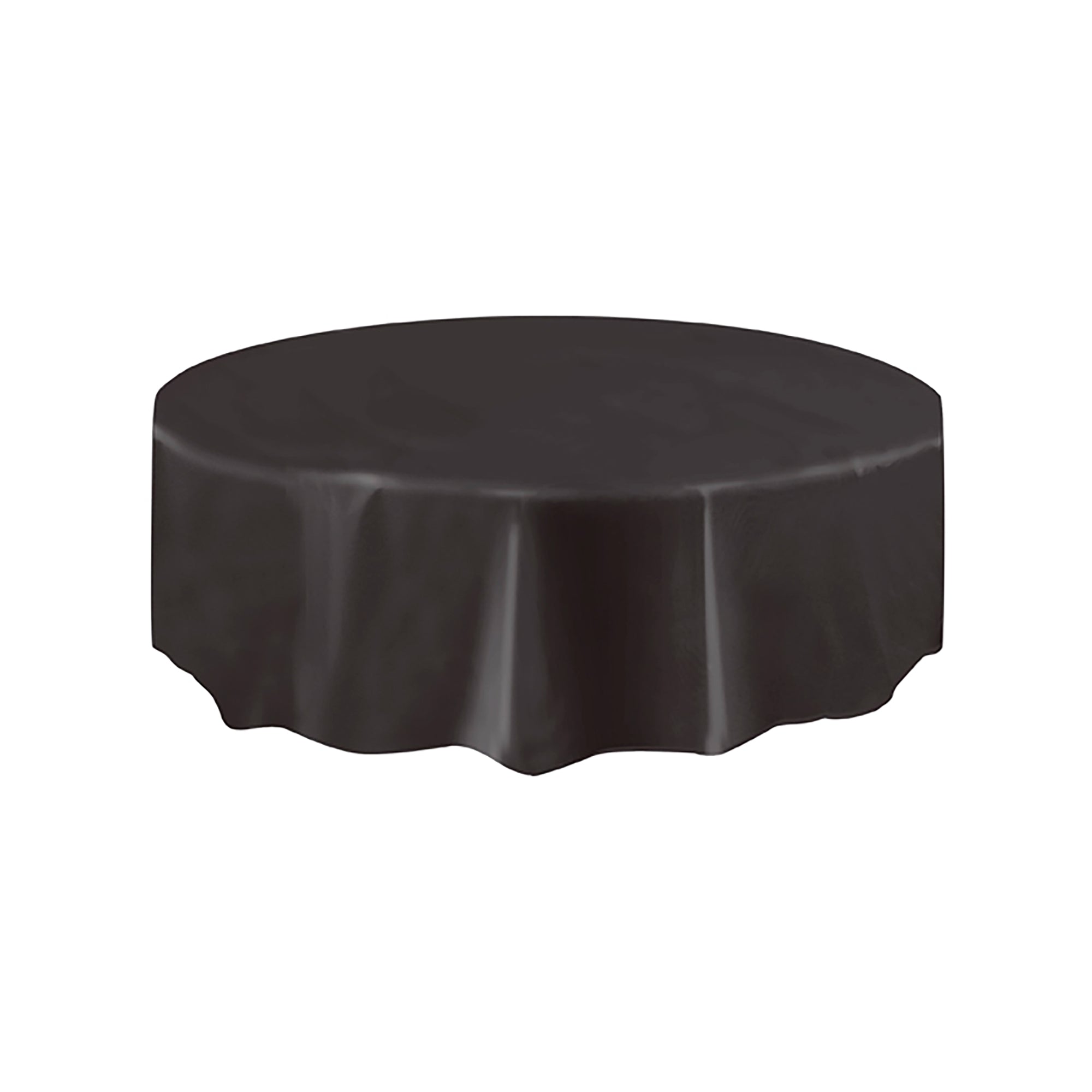 Black Round Plastic Table Cover, 84 Inches, 1 Count