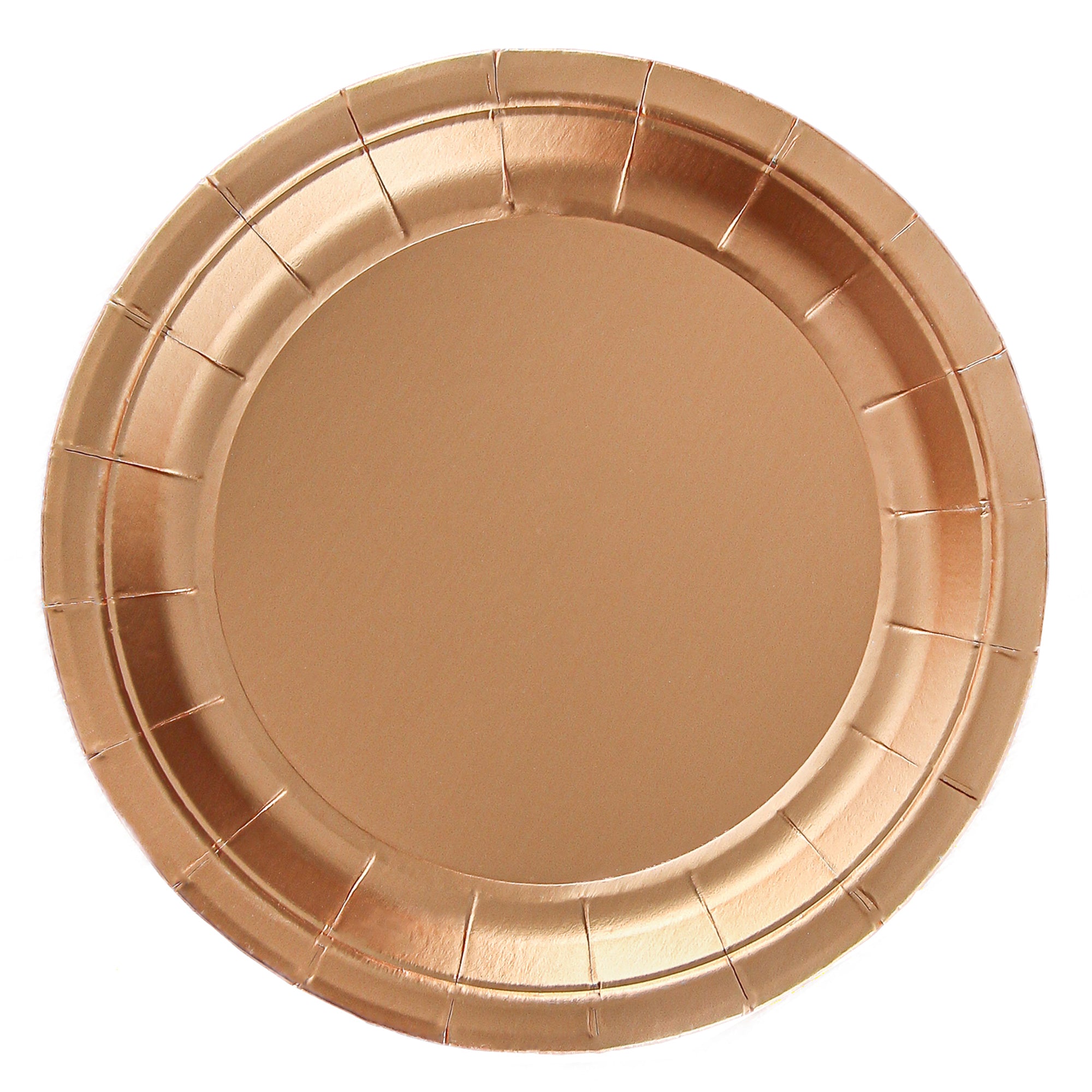 Chrome Copper Large Round Lunch Paper Plates, 9 Inches, 8 Count
