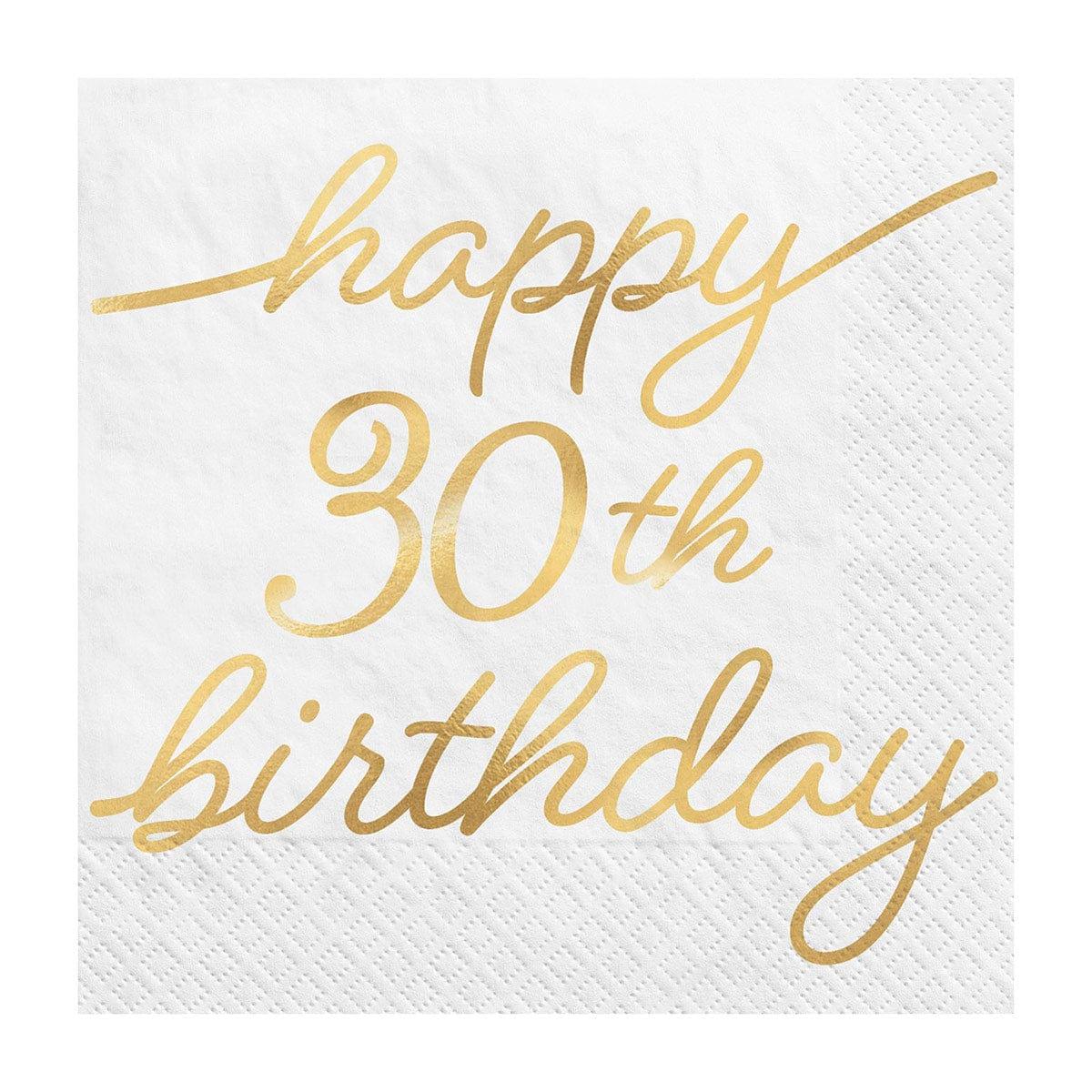 Golden Age Birthday, Happy 30th Birthday Beverage Napkins, 16?Count