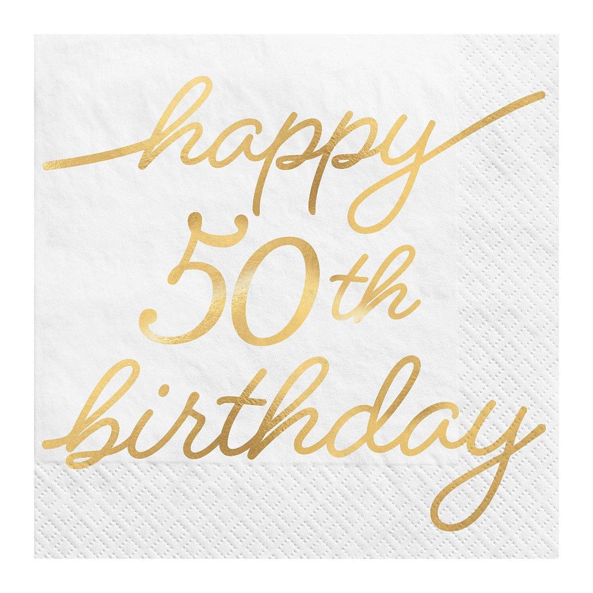 Golden Age Birthday, Happy 50th Birthday Beverage Napkins, 16?Count