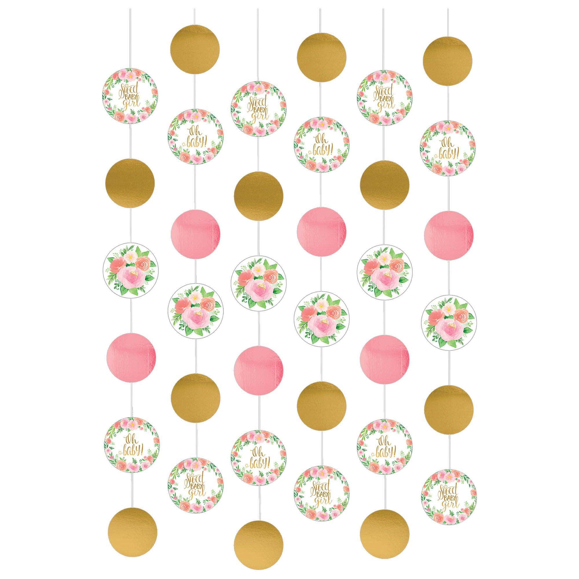 Floral Baby Paper String Decorations, 84 Inches, 6 Count