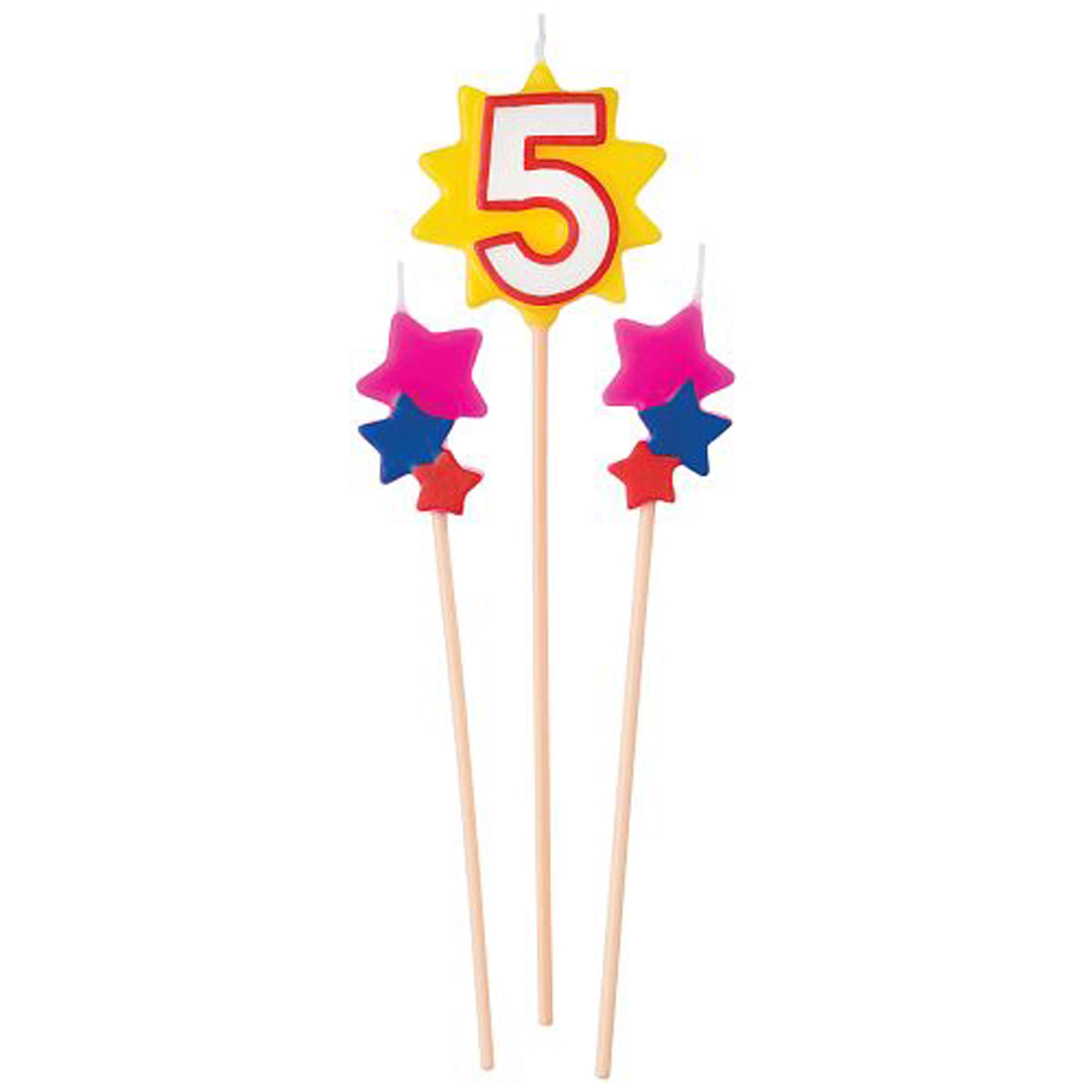 Birthday Cake Pick Candles #5, 5 1/2-7 Inches, 3 Count