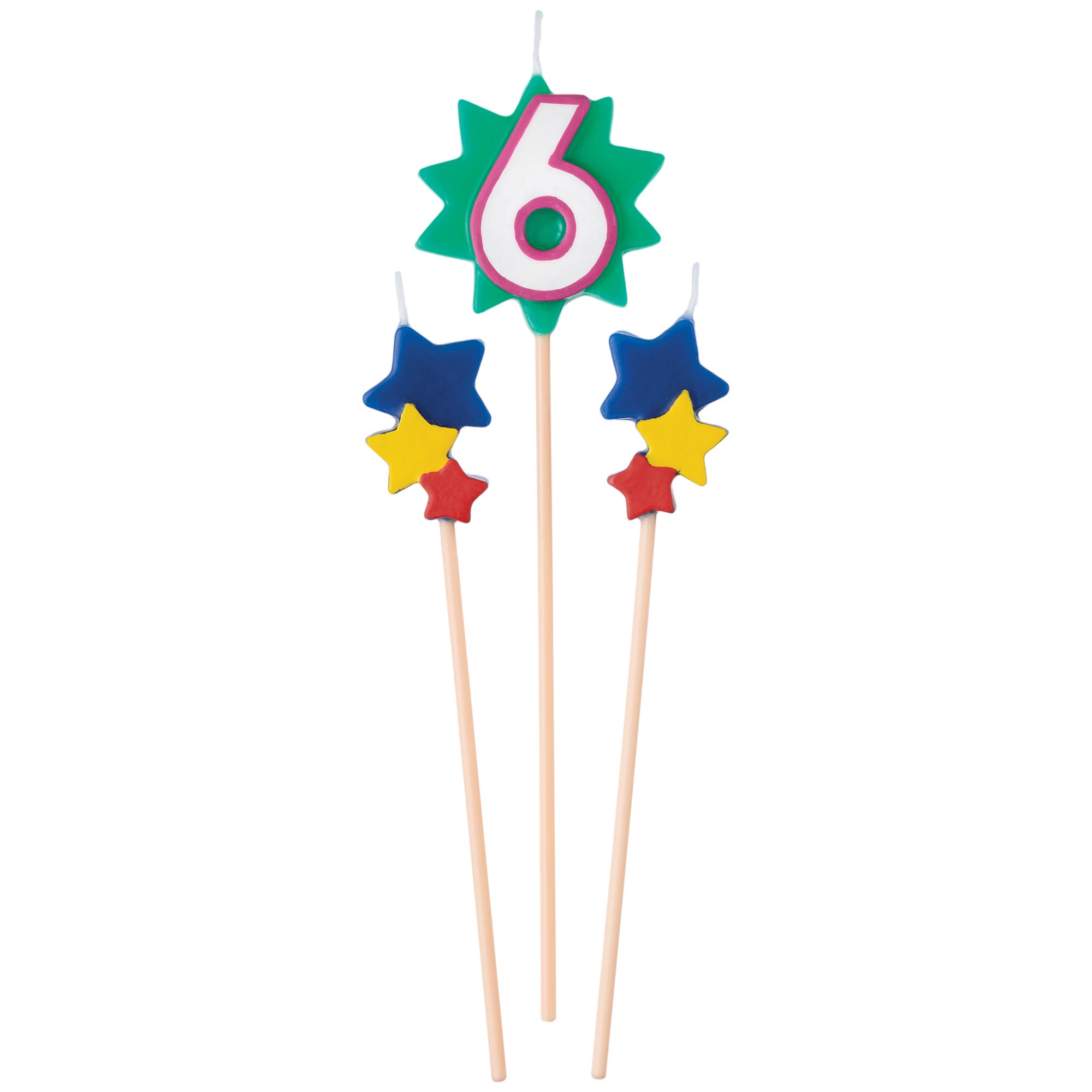 Birthday Cake Pick Candles #6, 5 1/2-7 Inches, 3 Count