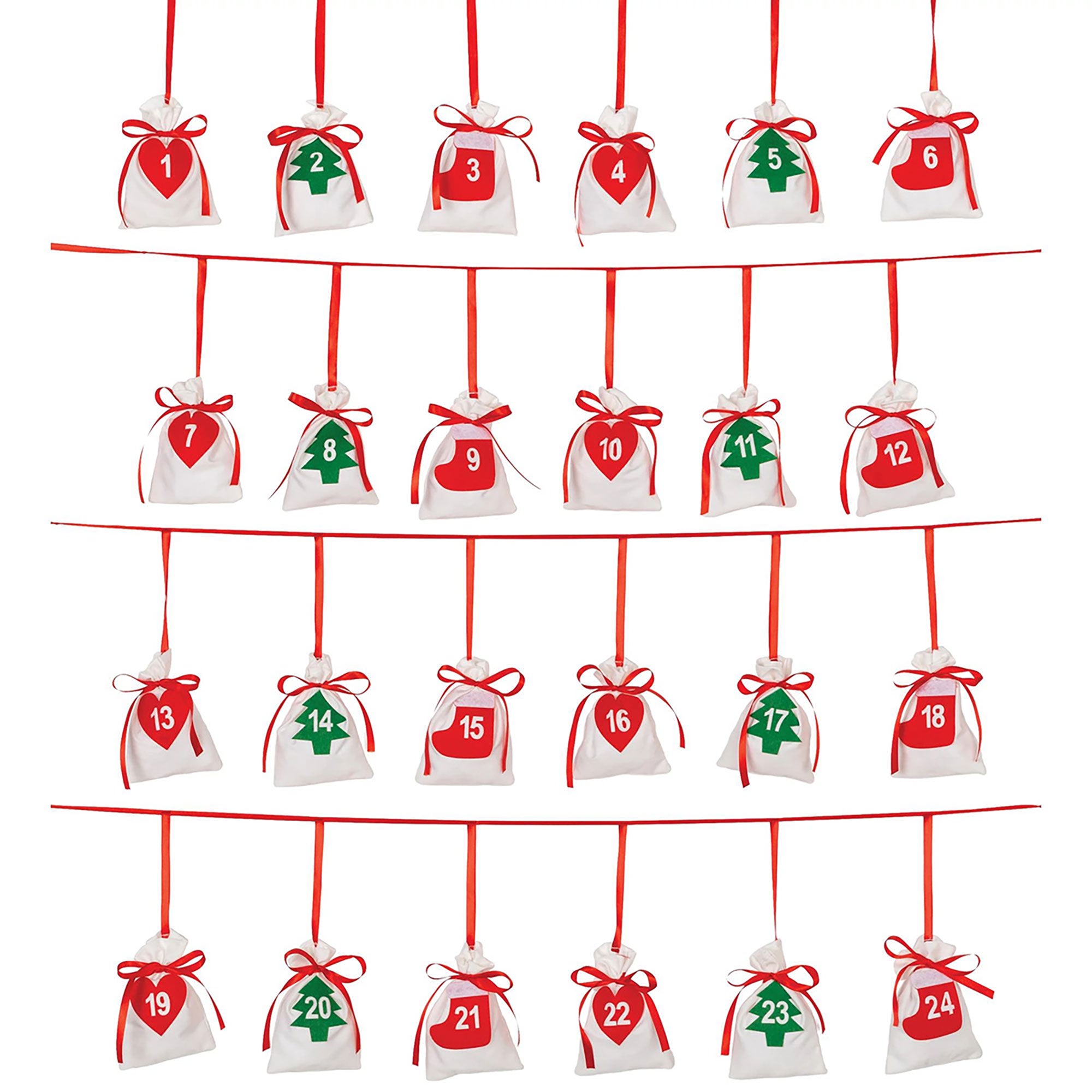 Advent Pouch Calendar Garland, 120 x 6 Inches, 1 Count