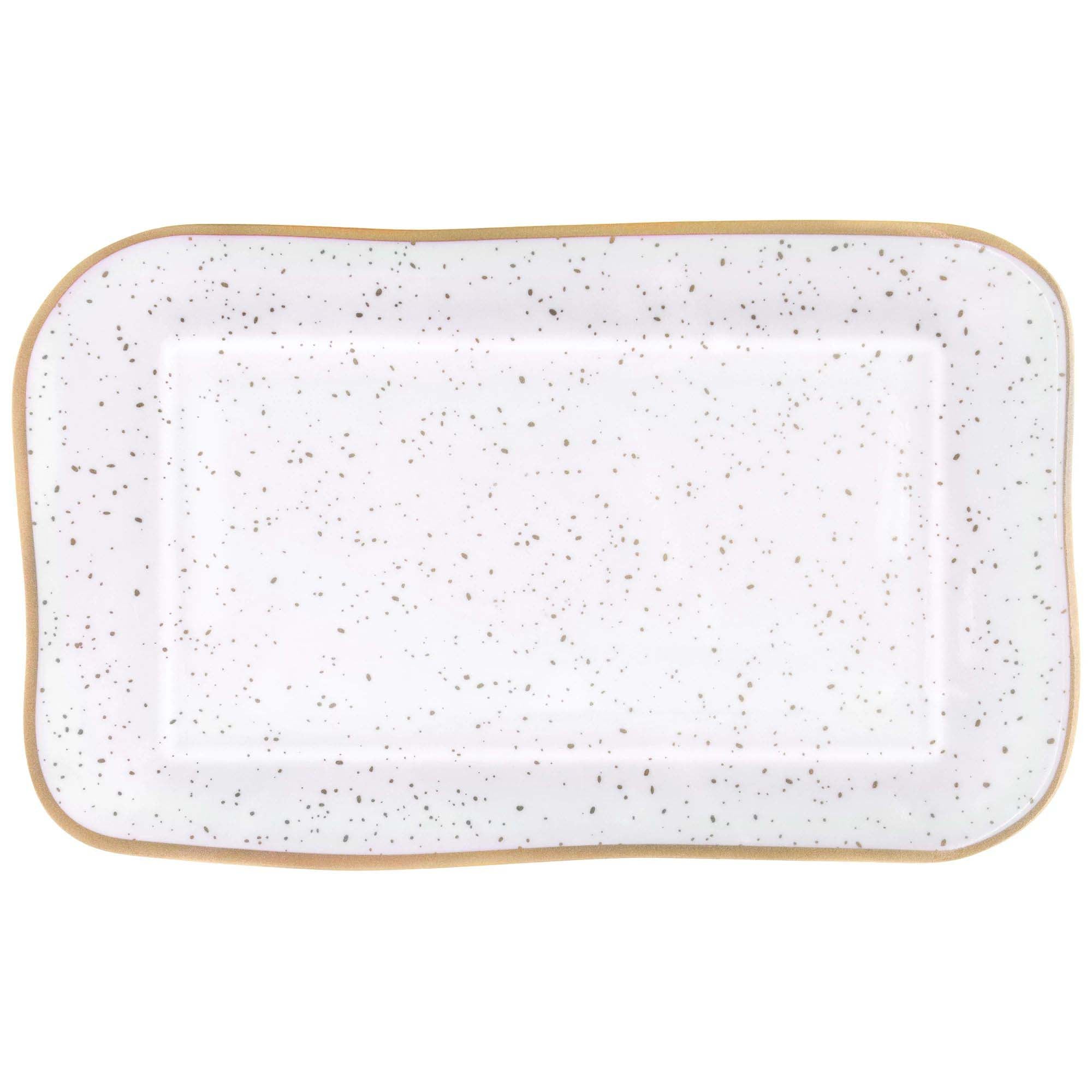 White and Gold Melamine Platter, 18 x 11 Inches, 1 Count