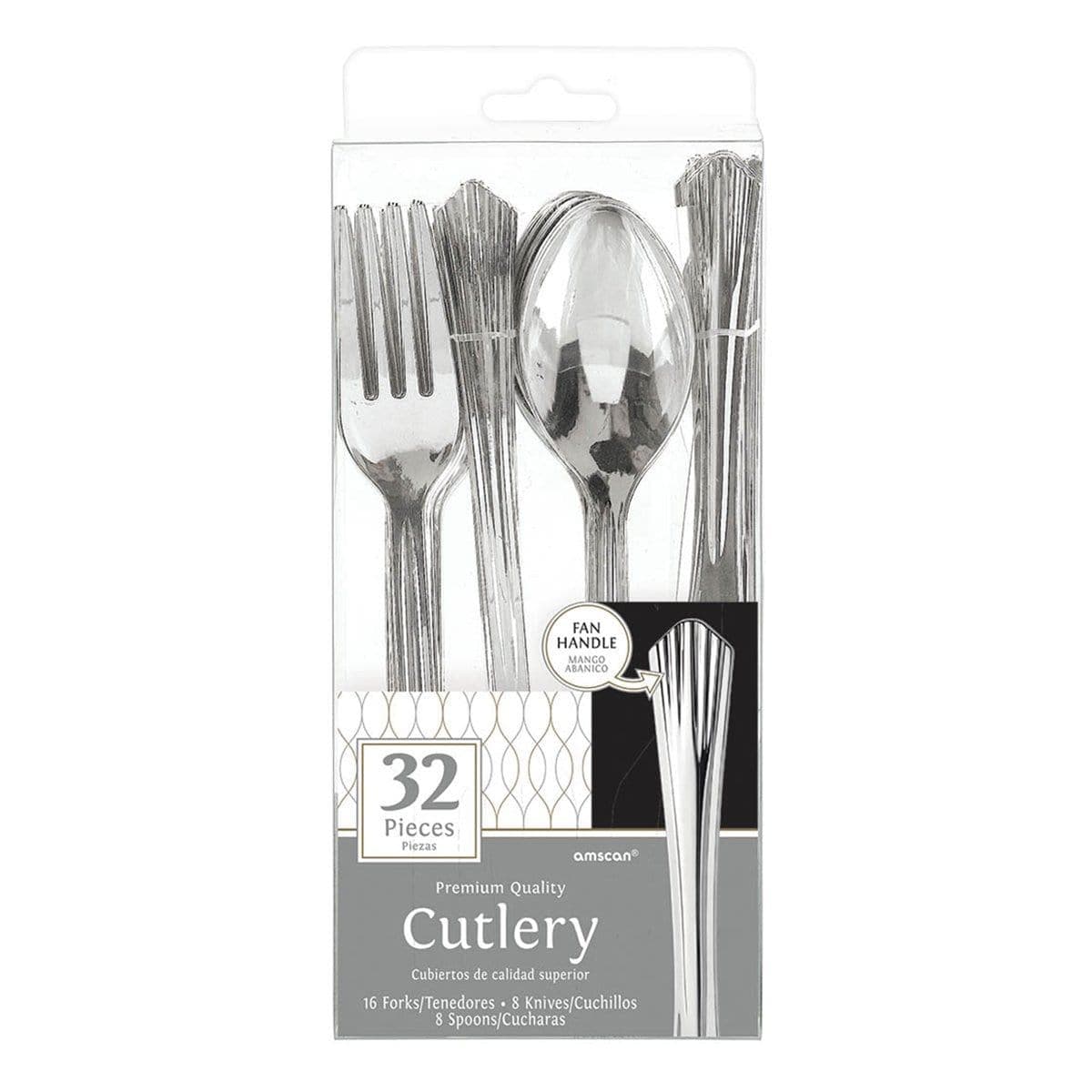 Fan Handled Assorted Cutlery - Silver 32/pkg