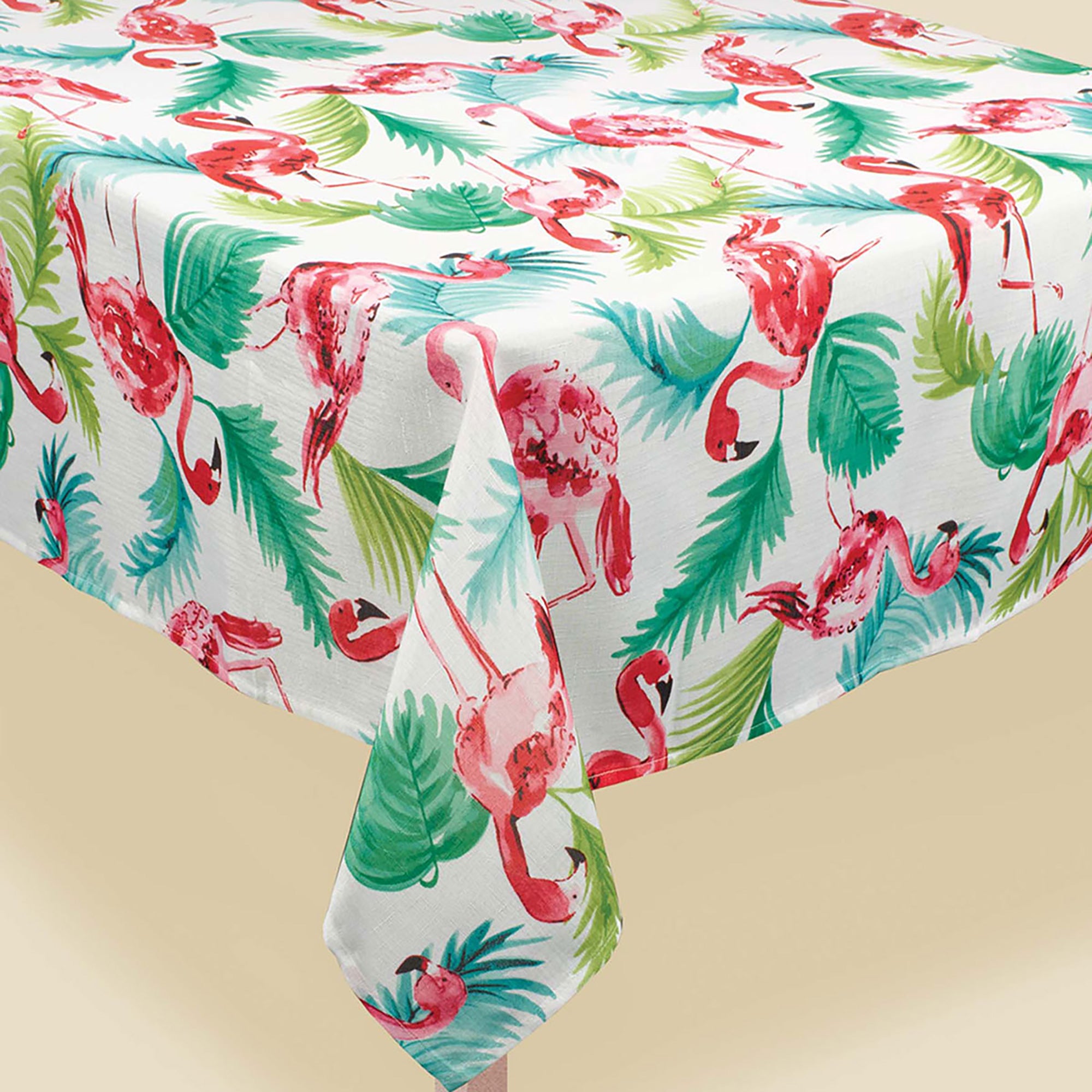 Flamingo Rectangular Fabric Table Cover, 60 x 104 Inches, 1 Count