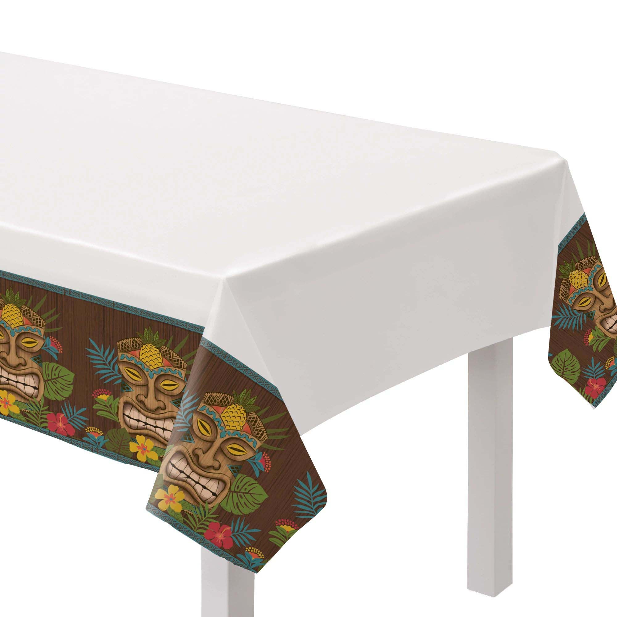 Vintage Tiki Rectangular Plastic Table Cover, 54 x 84 Inches, 3 Count