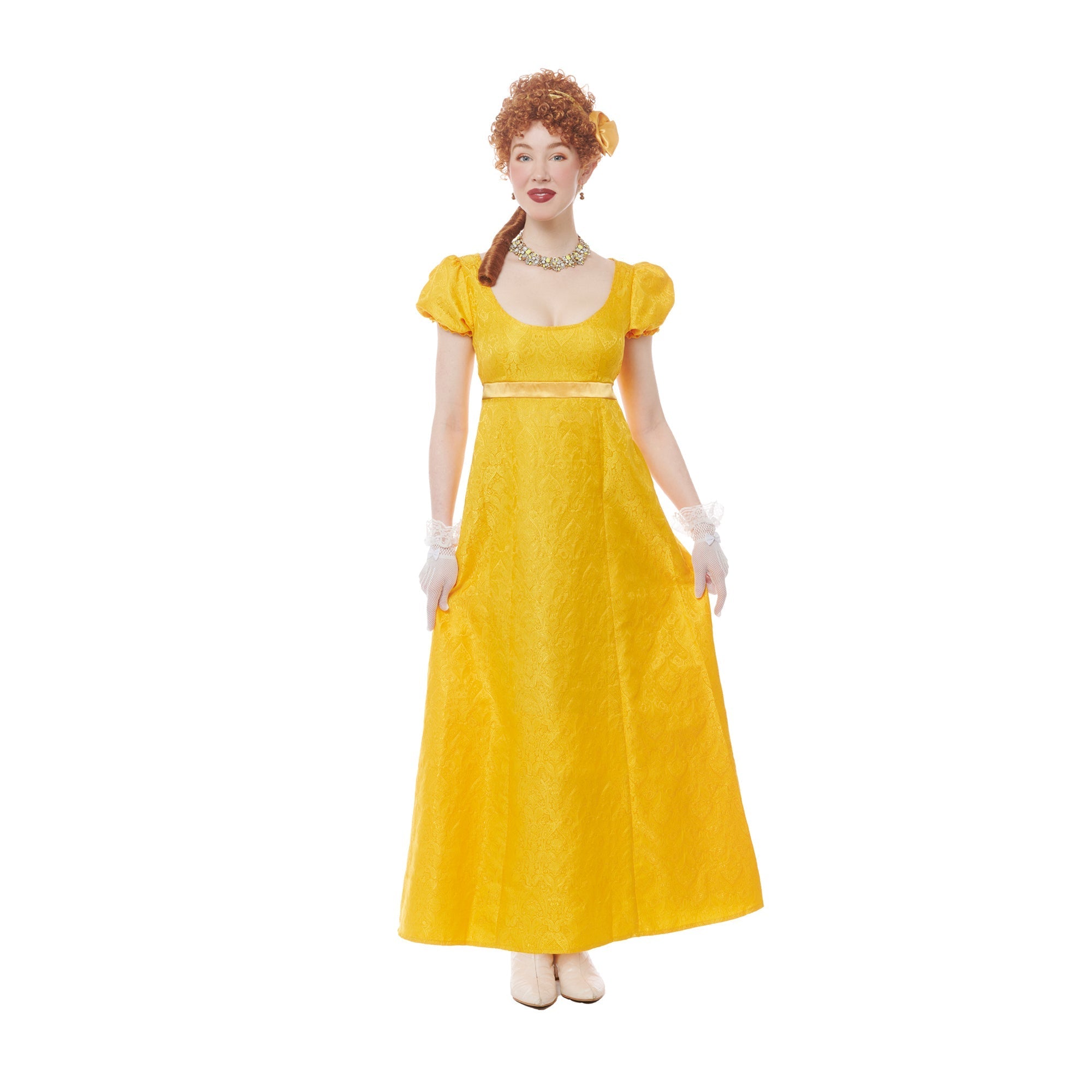 Regency Debutante Costume for Adults, Yellow Dress, Bridgerton