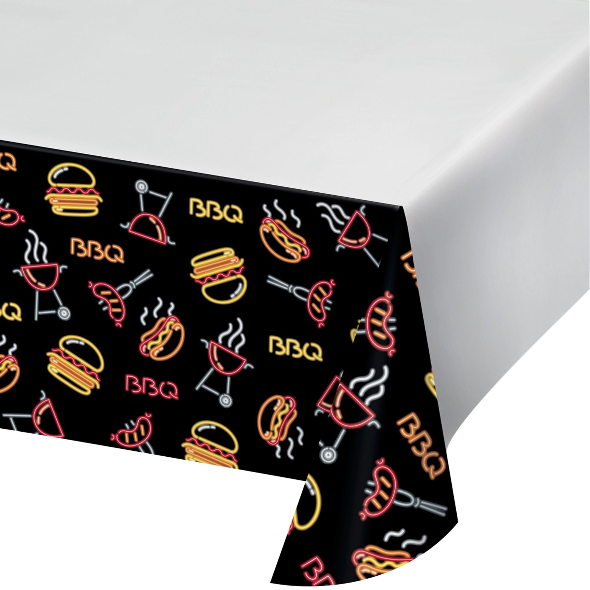 Neon BBQ Rectangular Paper Table Cover, 54 x 102 Inches, 1 Count