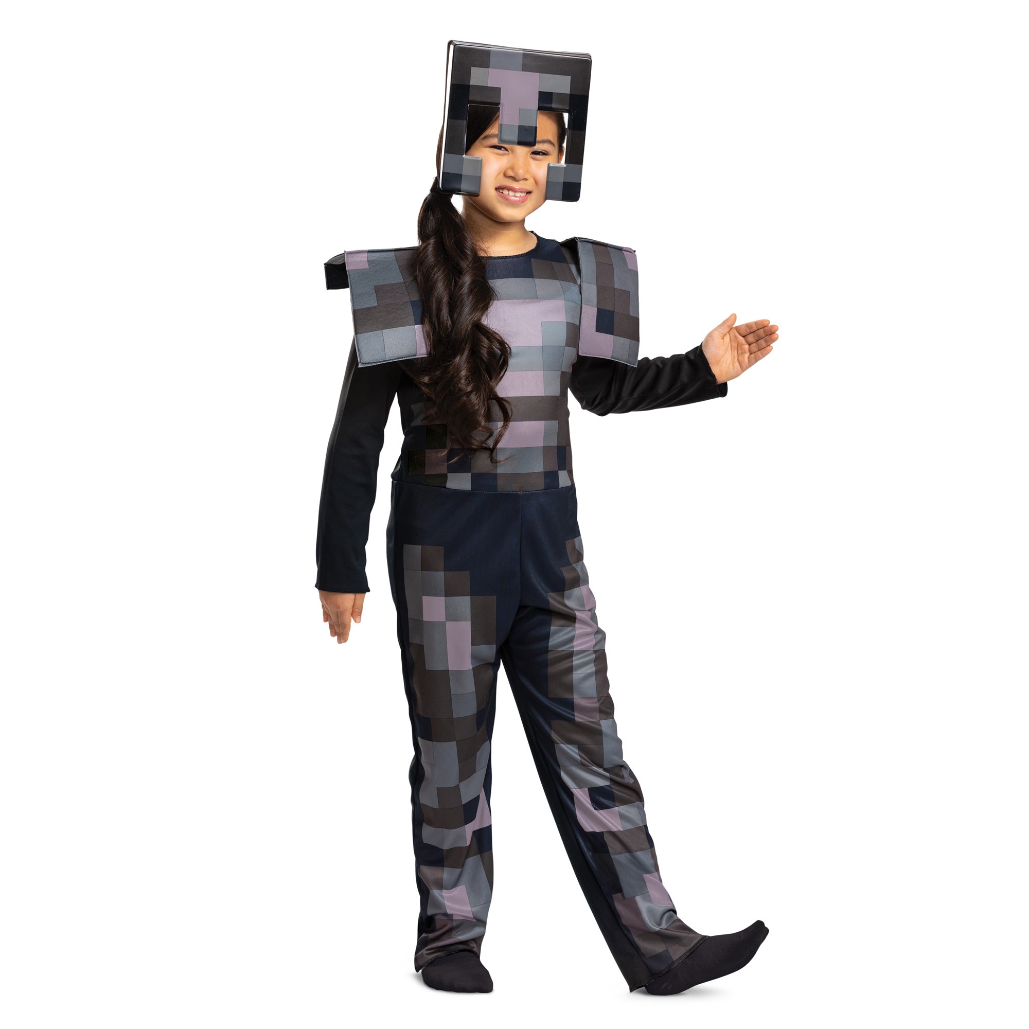 Minecraft Netherite Armor Classic Costume for Kids, Grey Jumpsuit