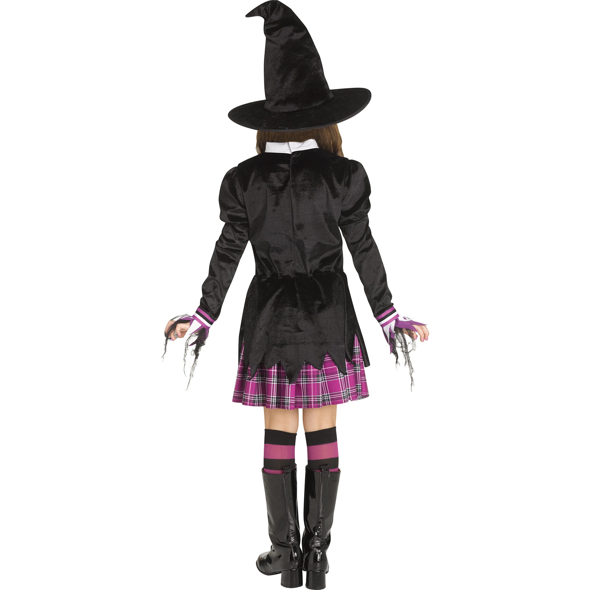 Schoolgirl Witch Costume for Kids, Black and Purple Dress