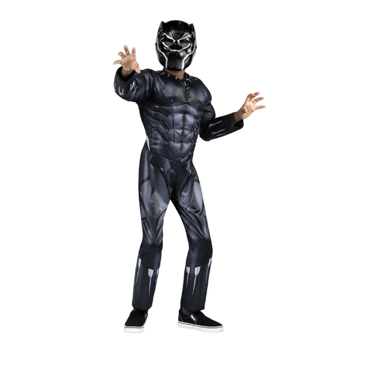 Marvel Avengers Black Panther Costume for Kids, Black Padded Jumpsuit