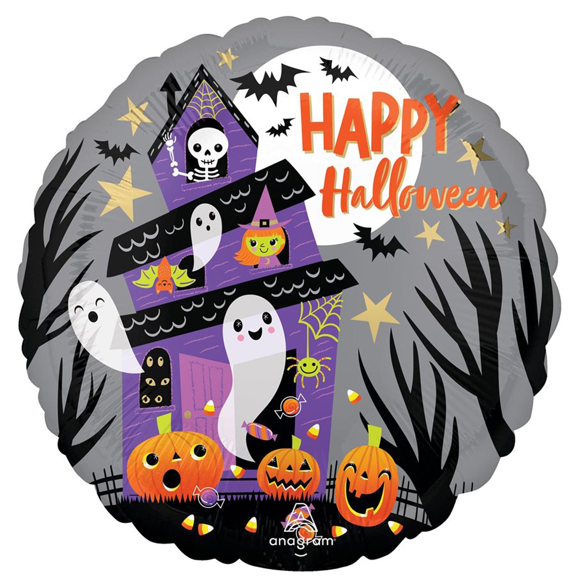 Halloween Haunted House Round Foil Balloon, 