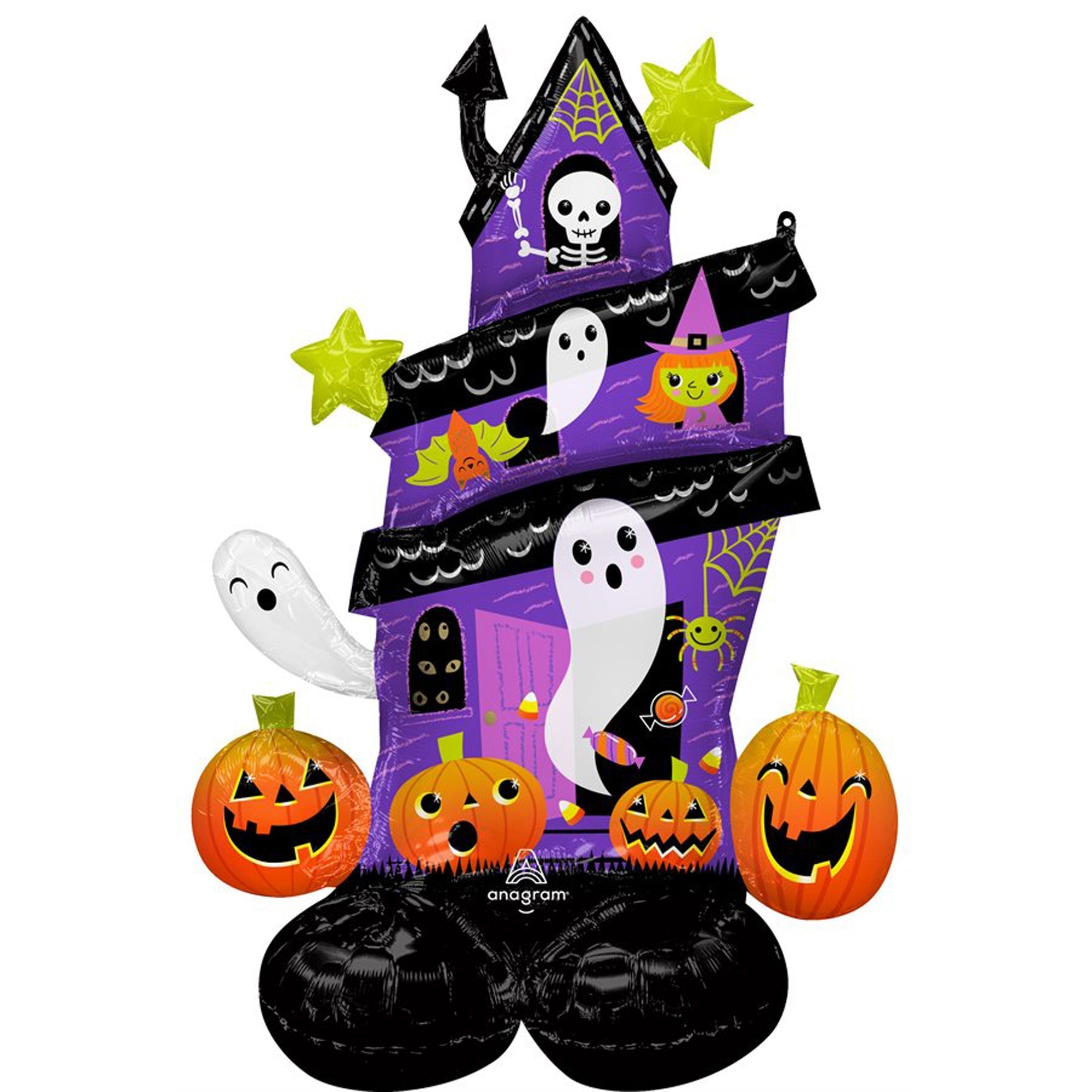 Halloween Purple Haunted House Air-Filled Standing Airloonz Foil Balloon, 50 Inches