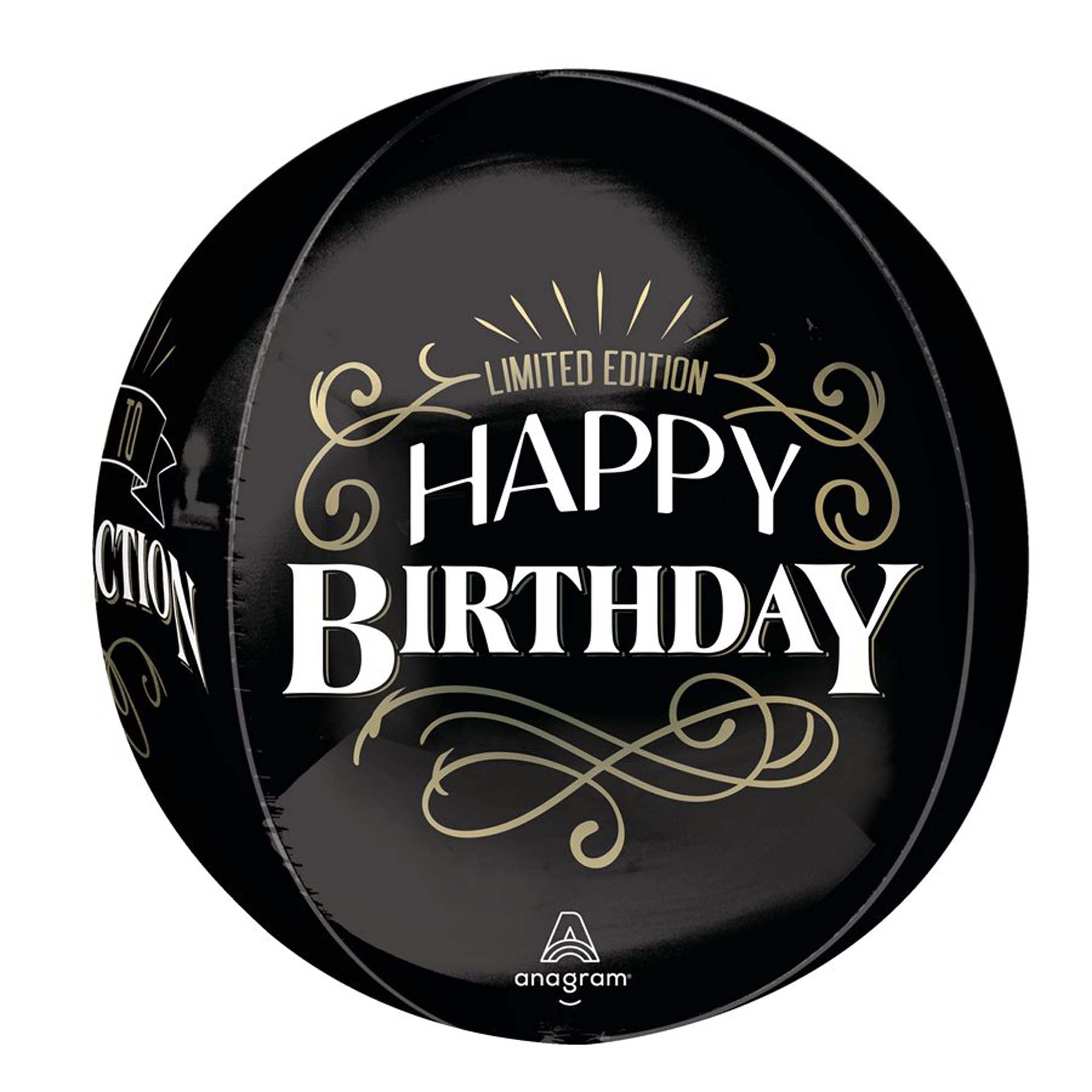 Happy Birthday Better with Age Orbz Balloon, Black, Gold & White, 15 Inches, 1 Count