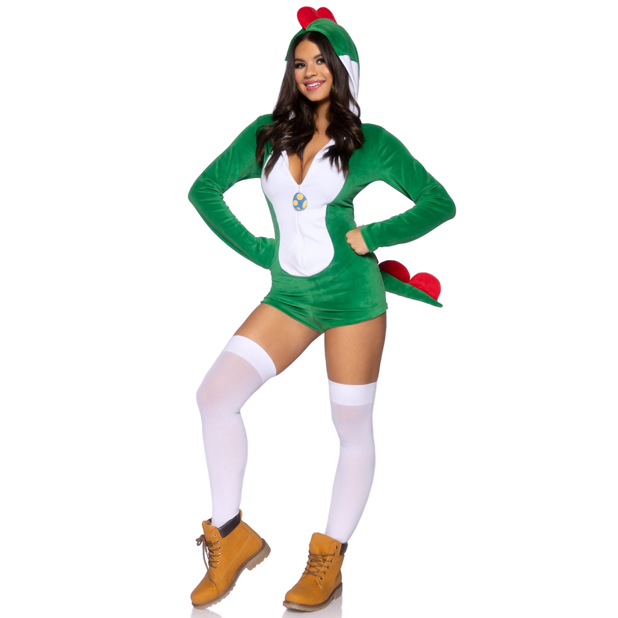 Super Dino Sexy Costume for Adults, Green Romper