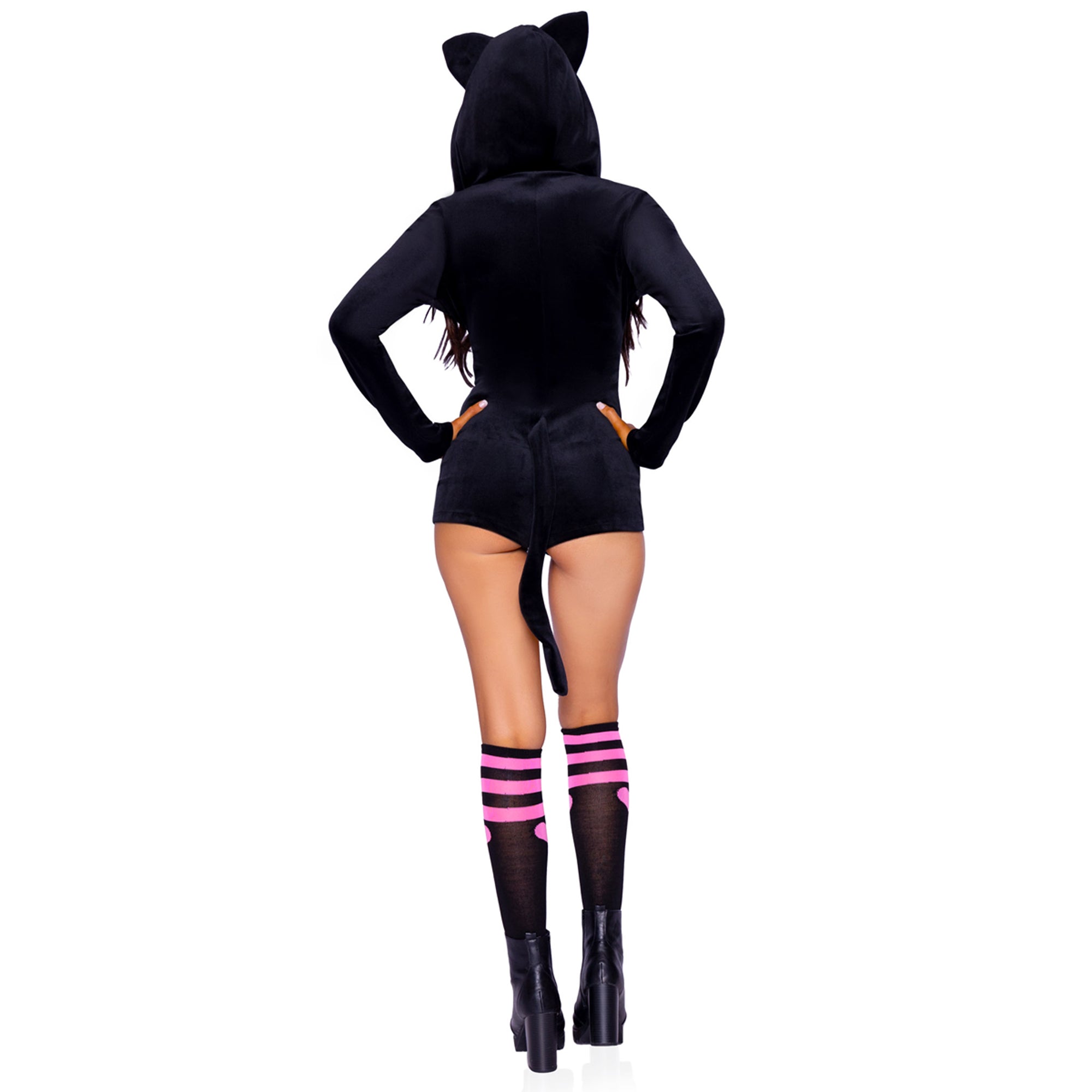 Ultra Soft Black Cat Sexy Costume for Adults, Black Romper
