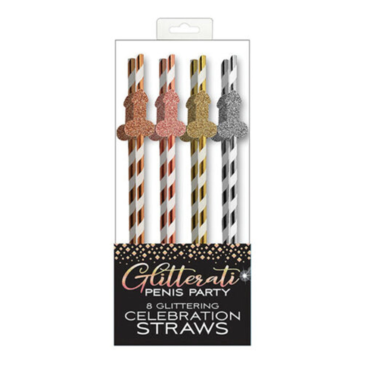 Glitterati Long Cocktail Party Straws, 8 Count