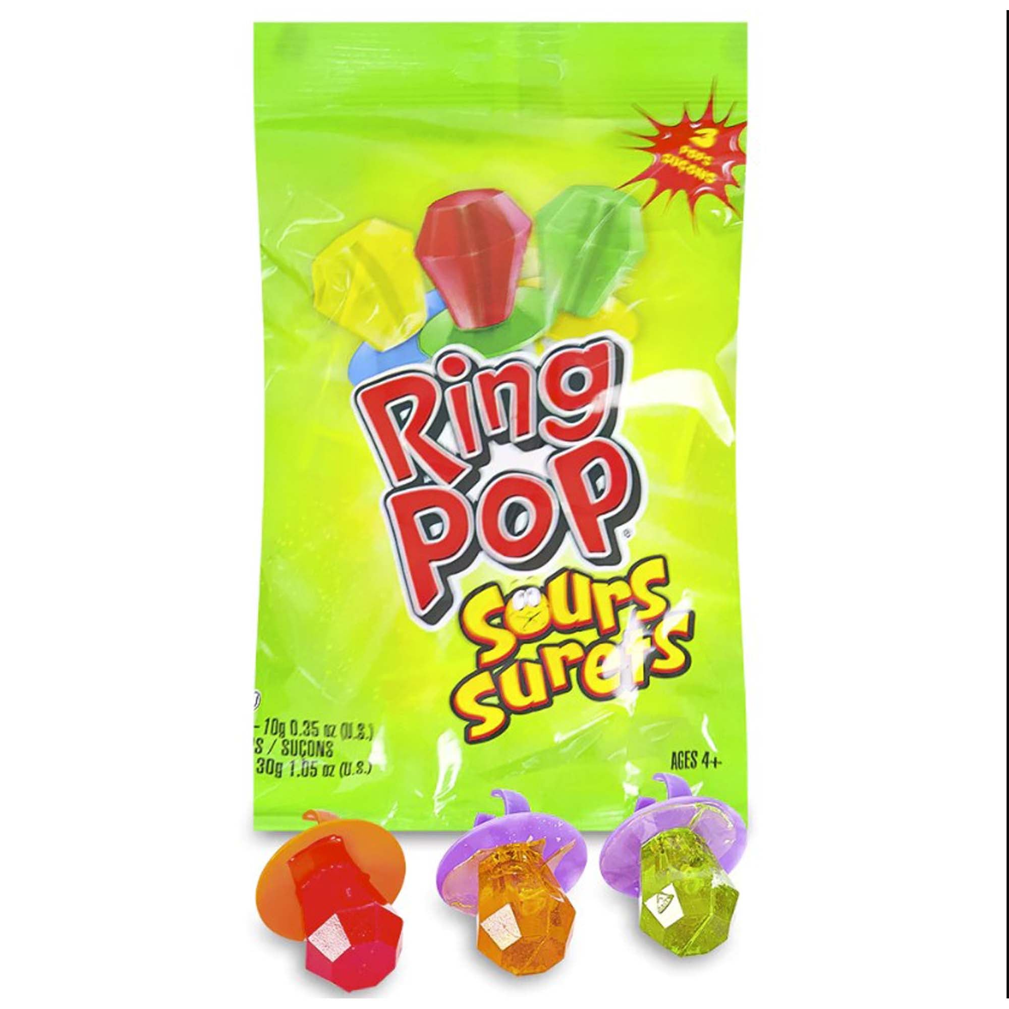 Ring Pop Sour Bag Candies, 30g, 3 Count